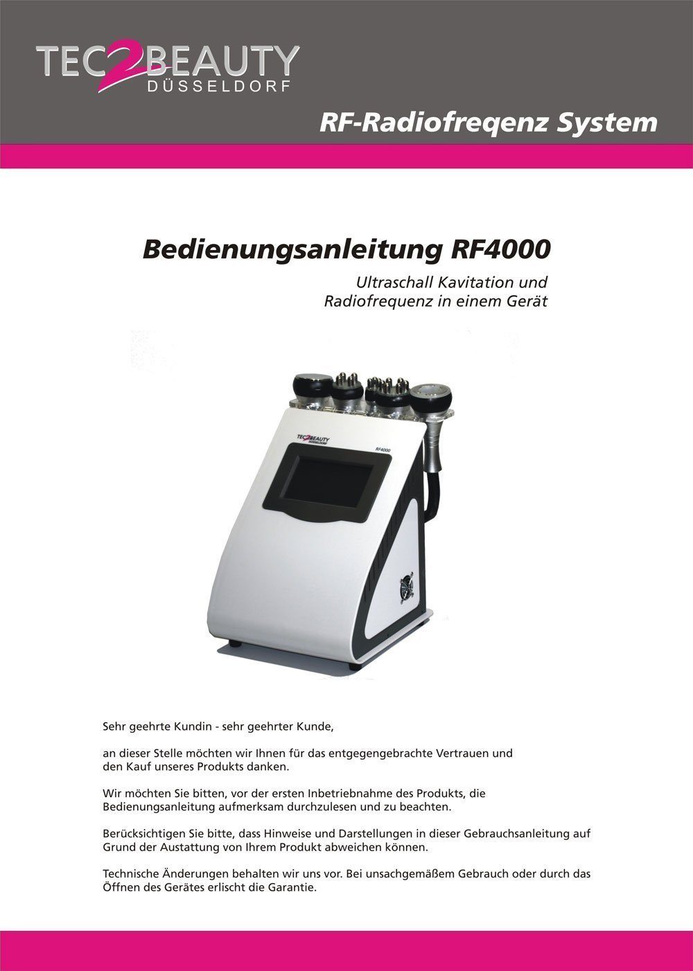 Tec2Beauty Beauty-Multigerät Anti-Aging Ultraschall Radiofrequenz Maschine, 5-tlg.