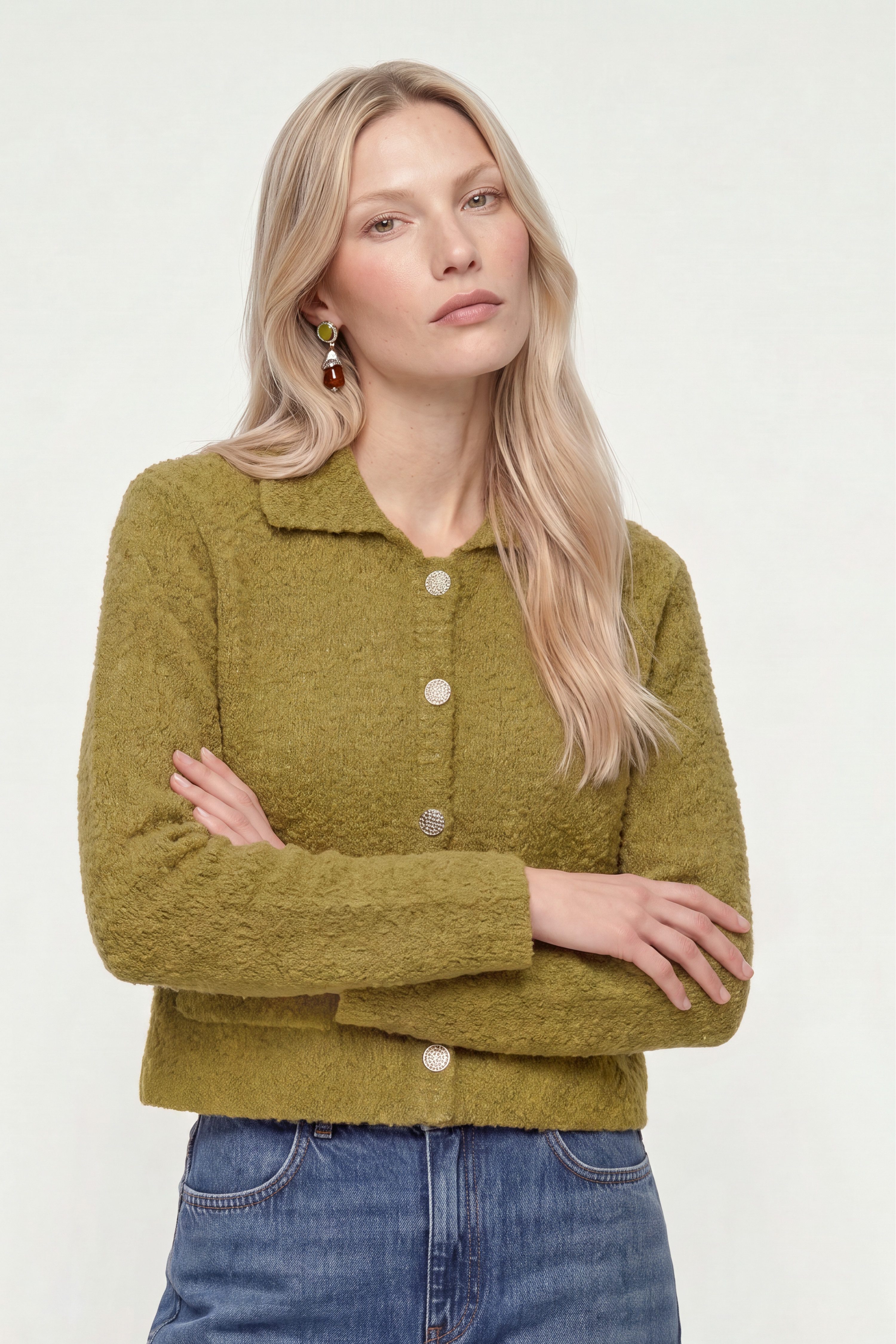 RICHROYAL Cardigan in Boucle-Optik