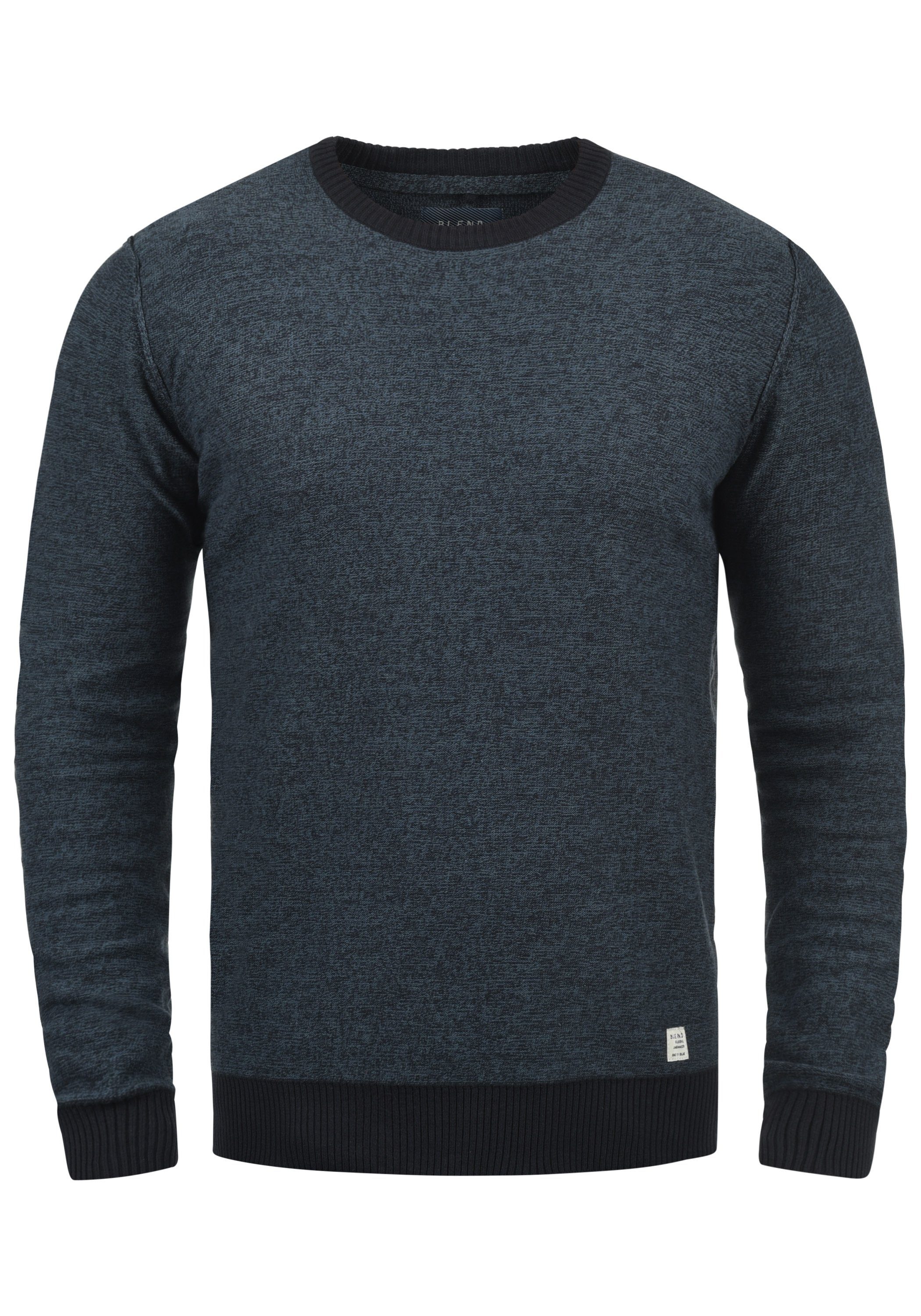 Blend Rundhalspullover BHNathan Strickpullover mit farblich abgesetzten Abs günstig online kaufen