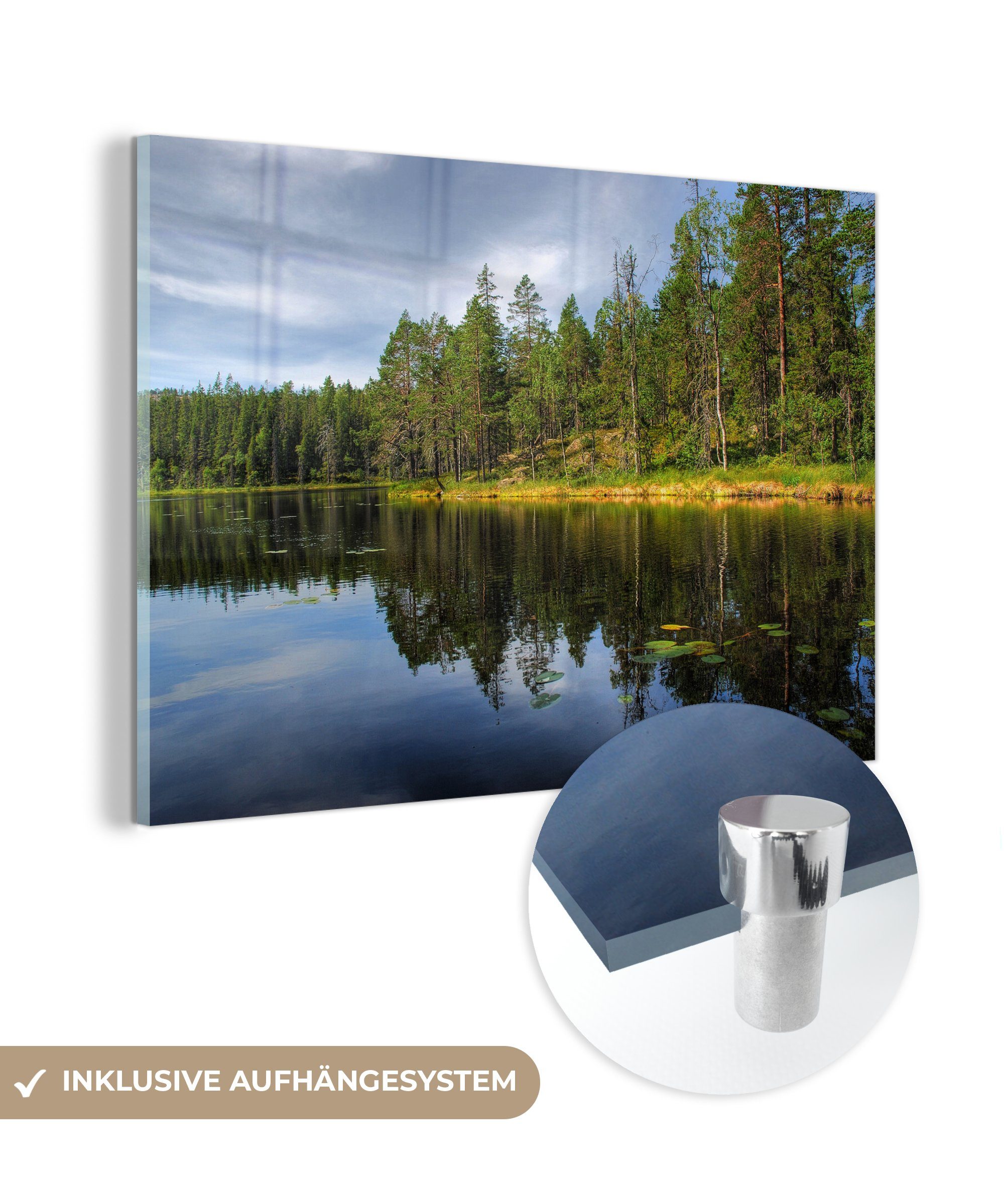MuchoWow Acrylglasbild Spiegelung der Waldlandschaft im Skuleskogen-Nationalpark in Schweden, (1 St), Acrylglasbilder Wohnzimmer & Schlafzimmer | Bilder