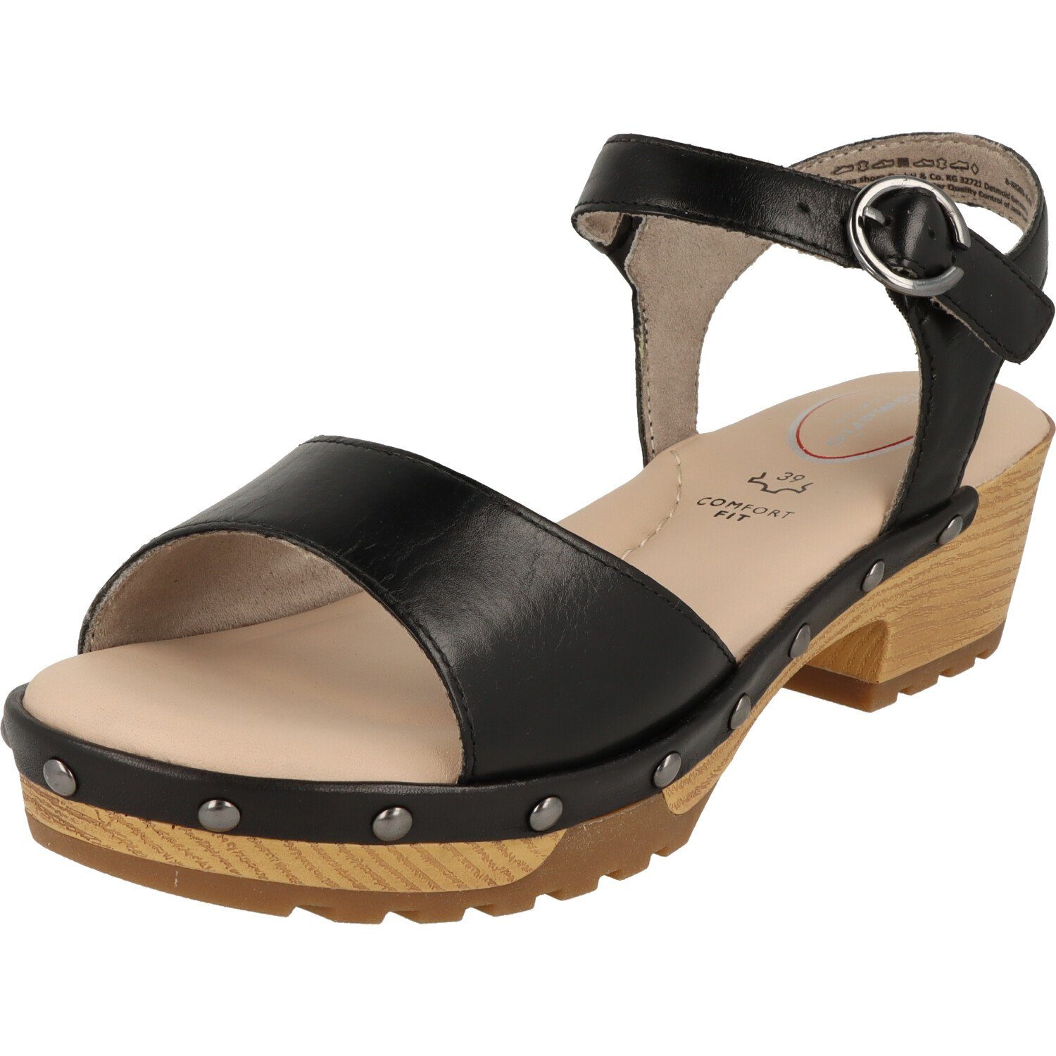 Tamaris COMFORT Damen Schuhe elegante Absatzsandalen Leder 8-88205-20 Plateausandale Black