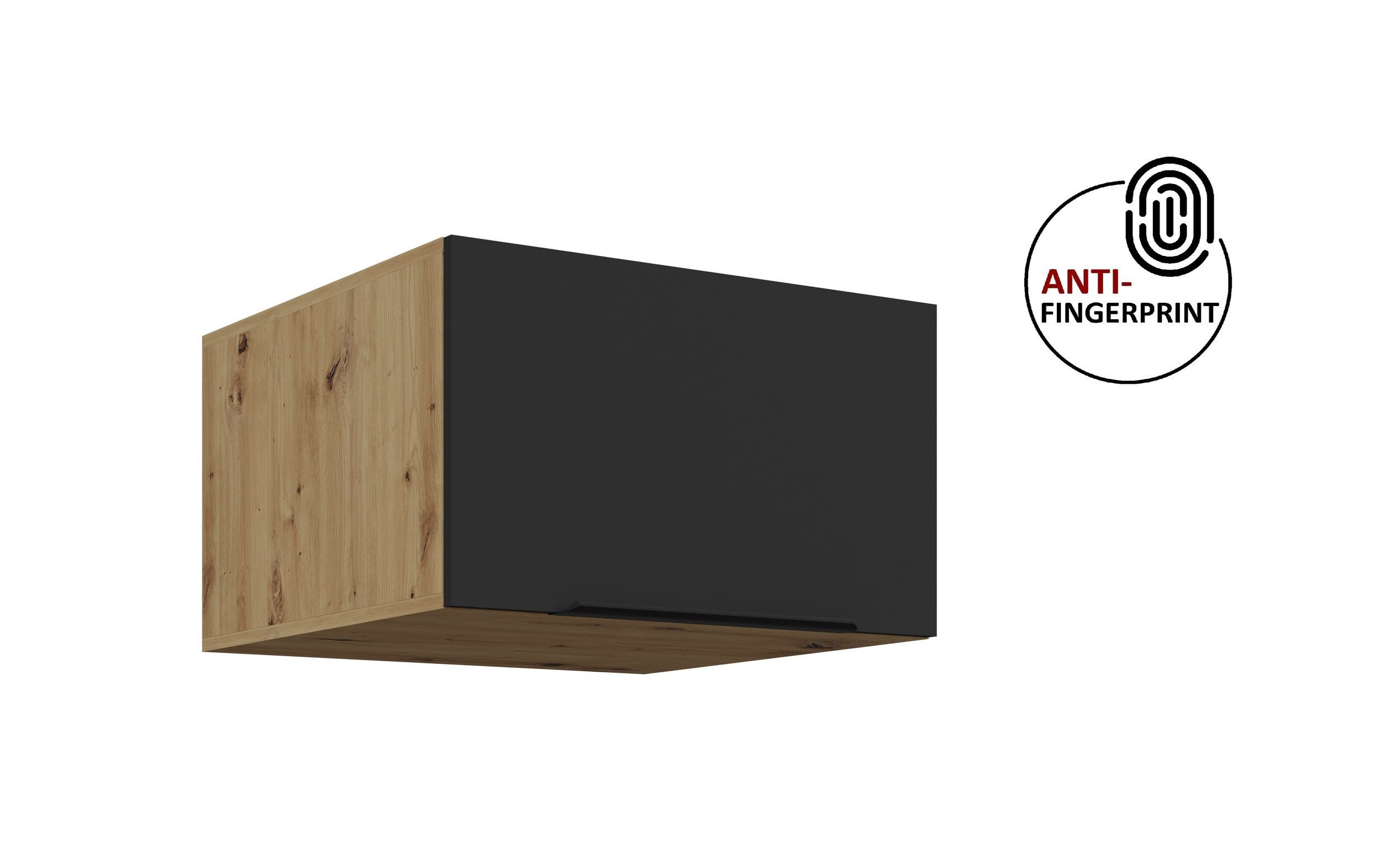 Küchen-Preisbombe Aufsatzschrank 60 cm Küche ARIA Schwarz Küchenzeile Küchenblock Anti Fingerprint