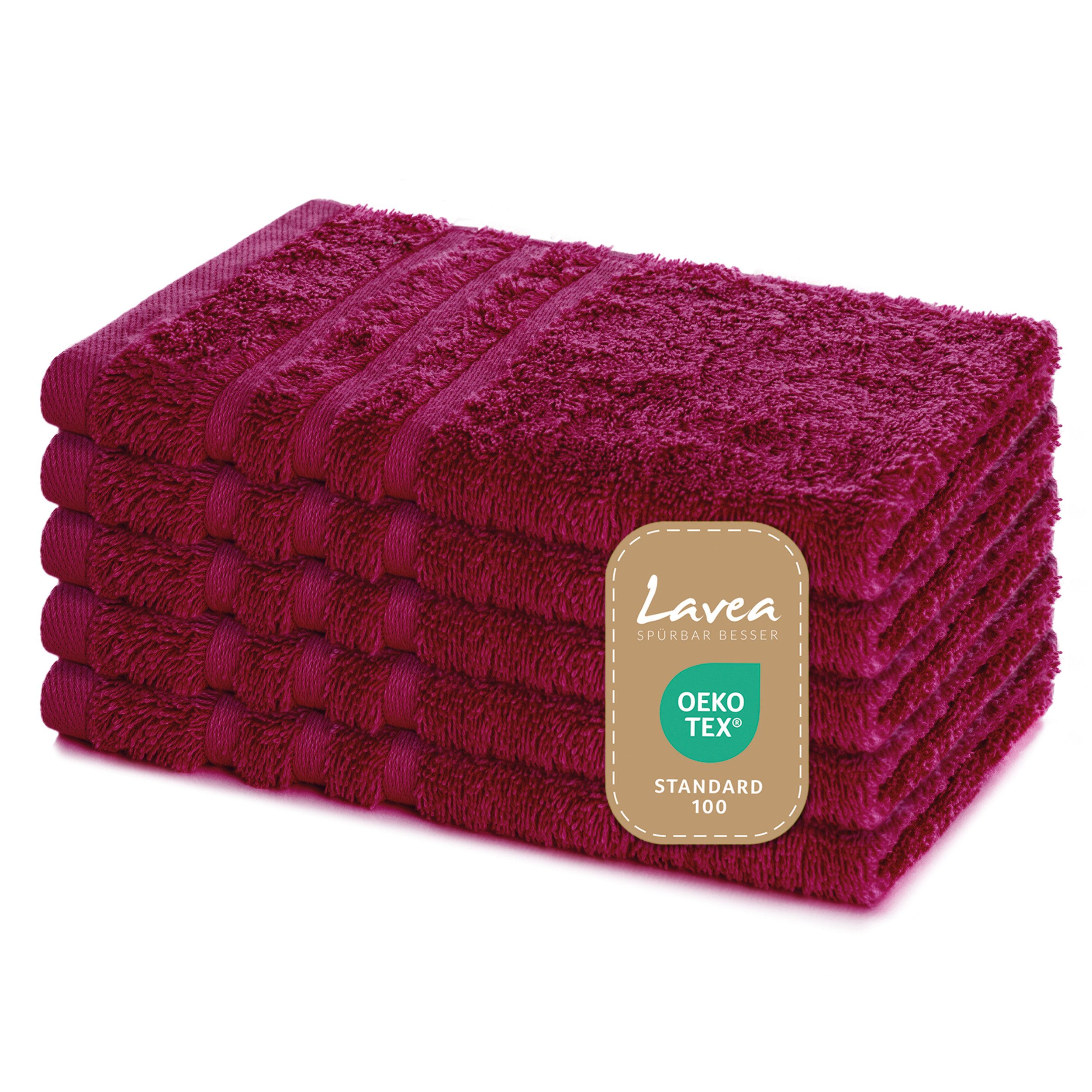 Lavea Gästehandtuch Elena-Frottierserie 30x50 cm, 100% Baumwolle (5er Set), 500 g/m² Frottier, weich & saugstark, pflegeleicht