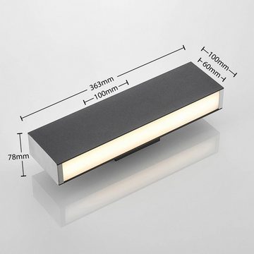 Lucande LED Außen-Wandleuchte Aegisa, LED-Leuchtmittel fest verbaut, warmweiß, Modern, Edelstahl, Aluminium, Polycarbonat, dunkelgrau, weiß, inkl.