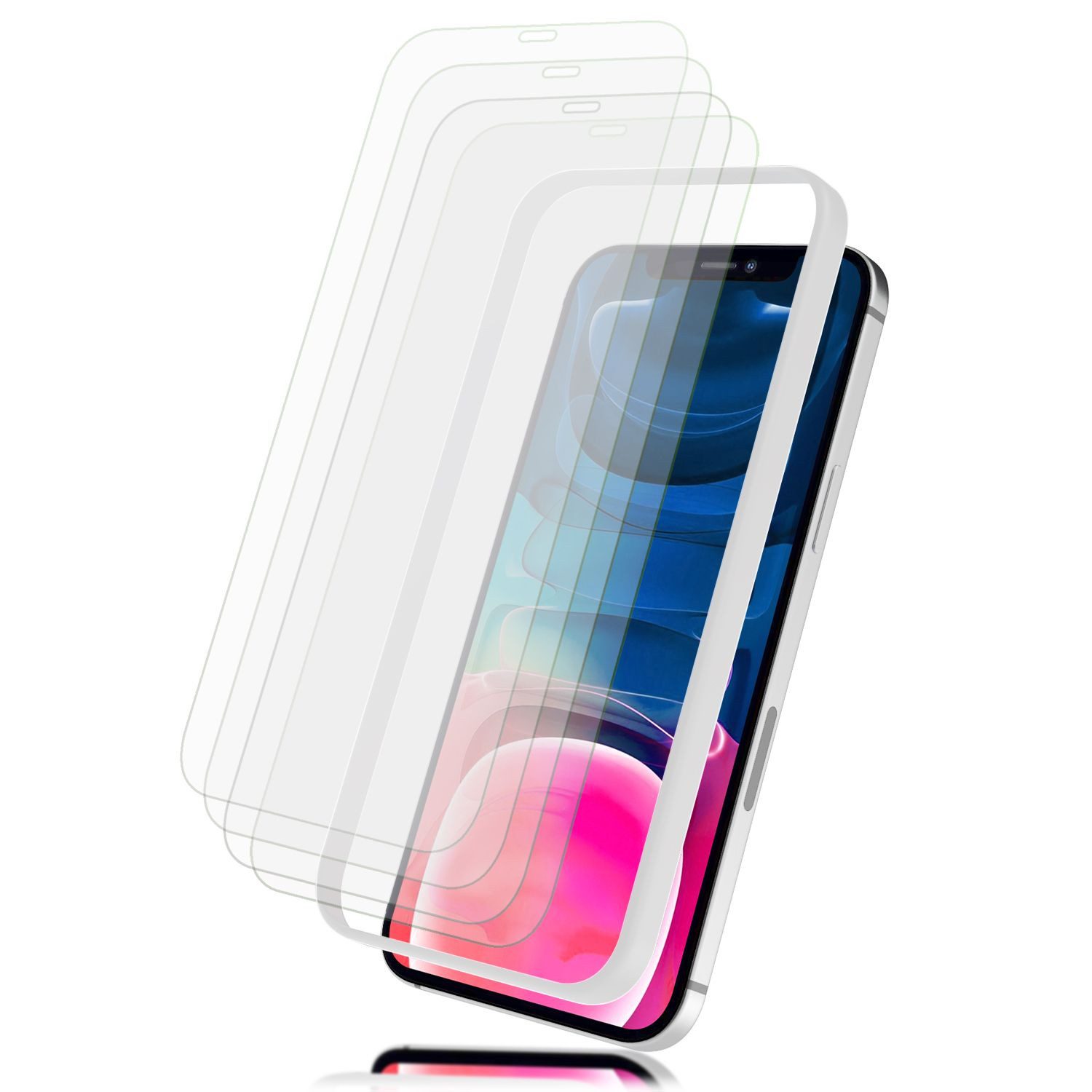 Nalia Schutzfolie Apple iPhone 13 Mini, 4x Schutzglas & 1x Schablone / Hoher Displayschutz / Panzerglas Klar