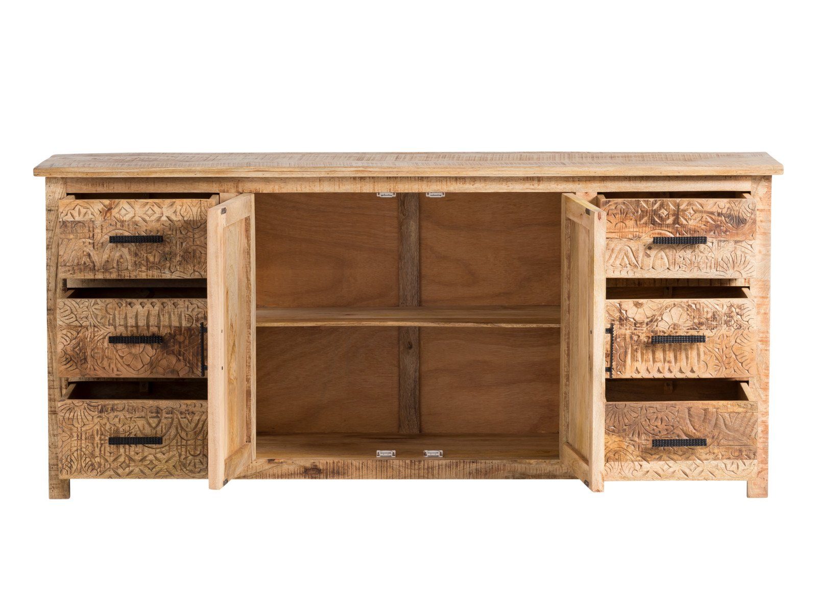 massivum Sideboard Mumbai, Anrichte aus hellem Massivholz rustikal (13 St)