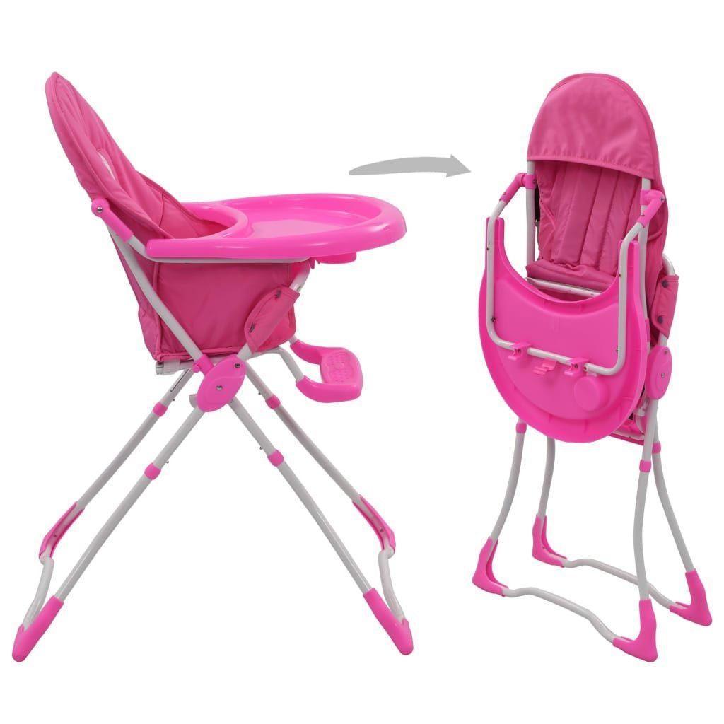 Kinderstuhl Hochstuhl Rosa Tisch, mit Gurt Babysitz klappbar Babystuhl vidaXL Kombihochstuhl