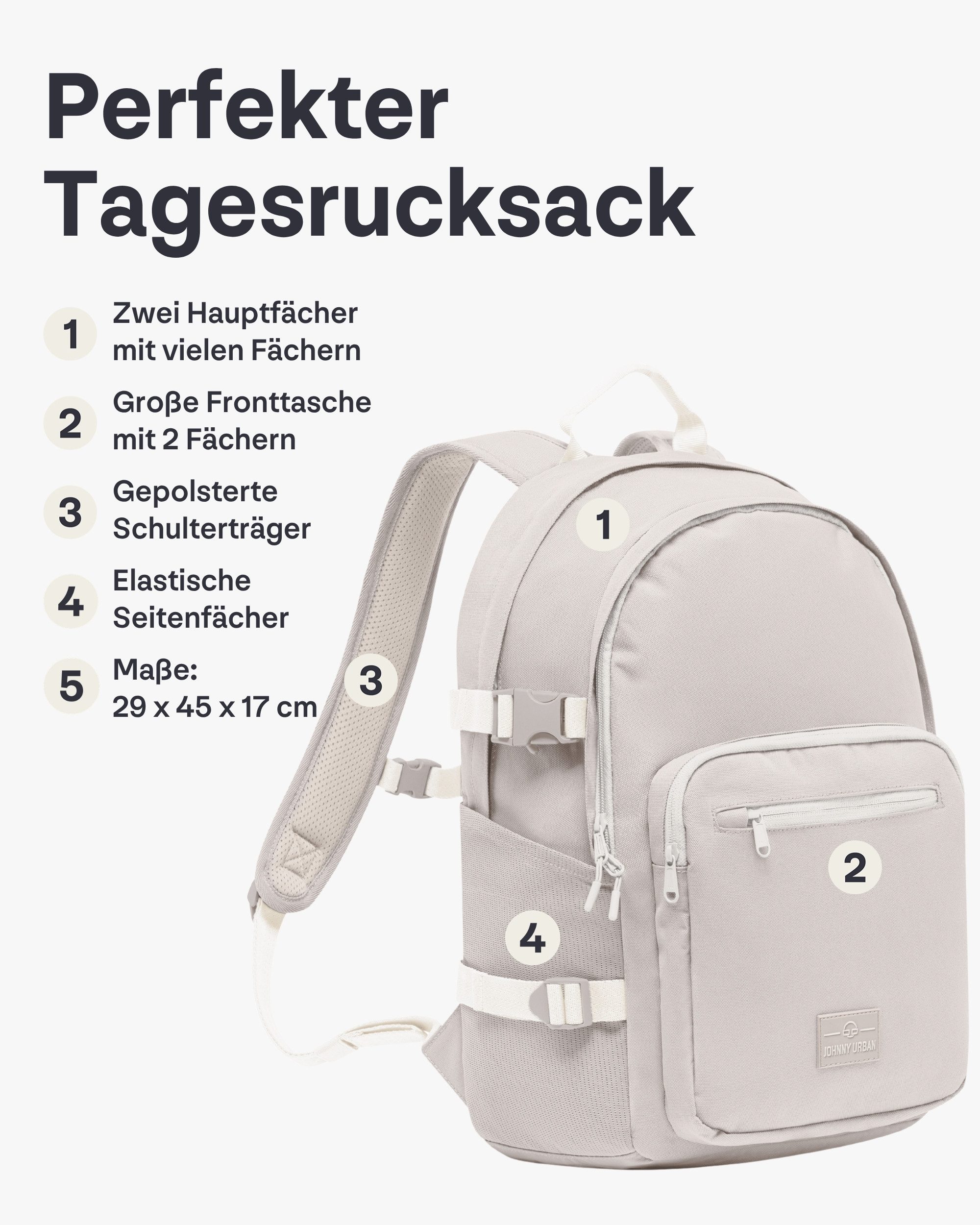 Johnny Urban Schulrucksack Lian Schulrucksack für Mädchen & Jungen (1-tlg), Funktionaler Rucksack für die Schule, Wasserabweisend
