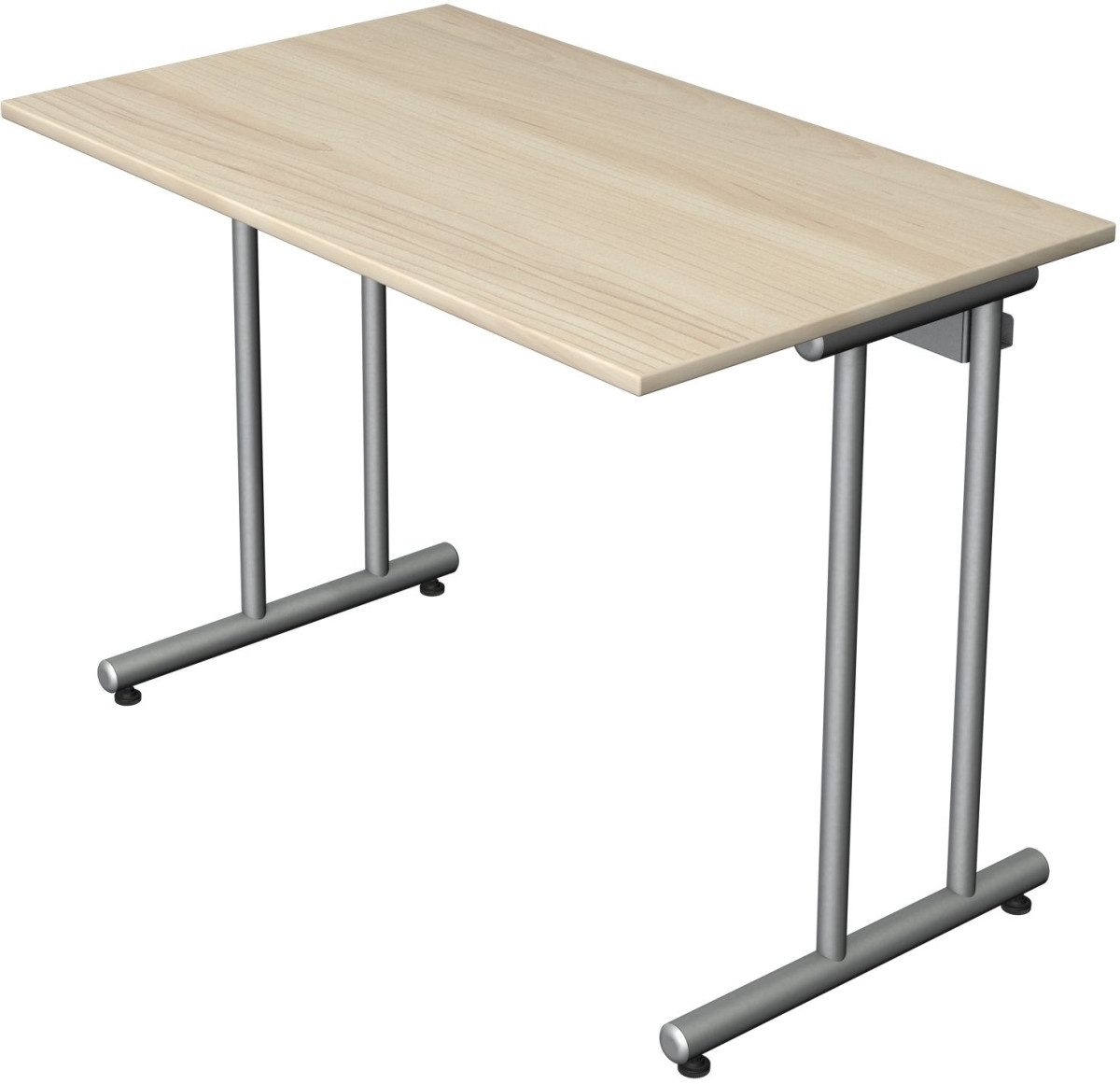 Schreibtisch Schreibtisch start up Fuß silber 100x60x75cm ahorn
