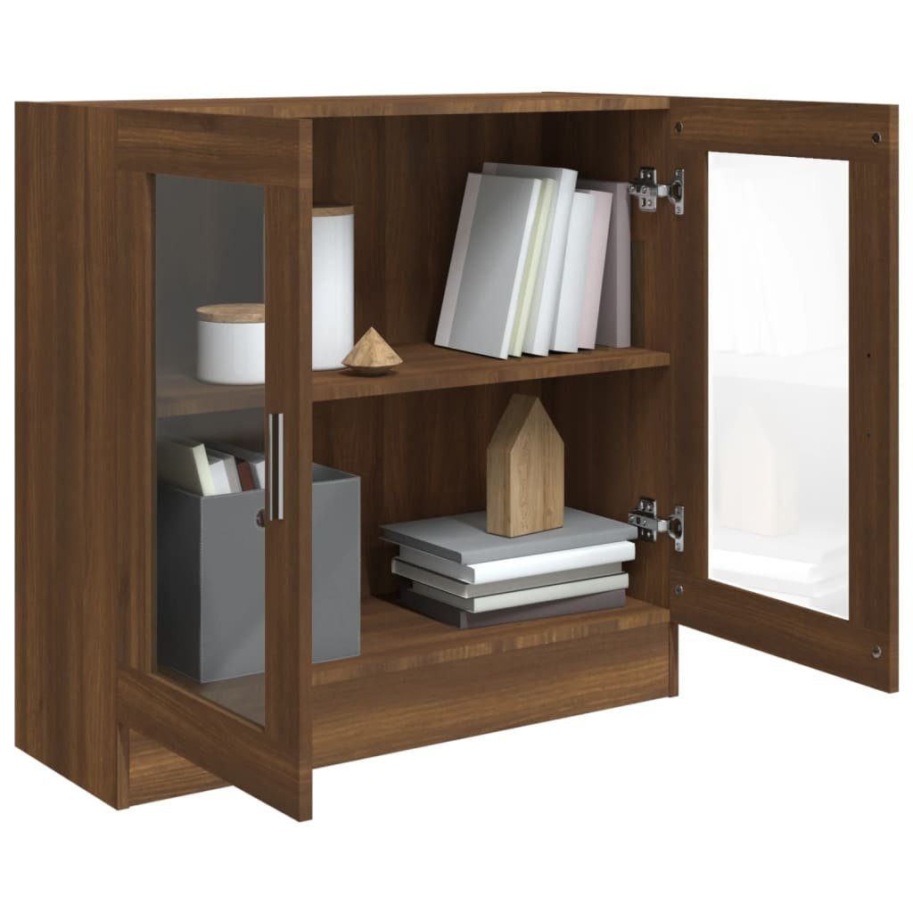 Bücherregal Holzwerkstoff furnicato Vitrinenschrank Eichen-Optik 82,5x30,5x80cm Braun