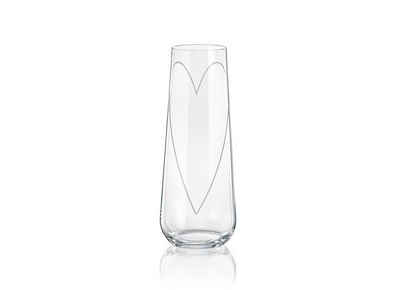 Crystalex Sektglas »Glass Heart Prosecco Sektgläser Kristallglas 250 ml 2er Set«, geschliffen, Kristallglas