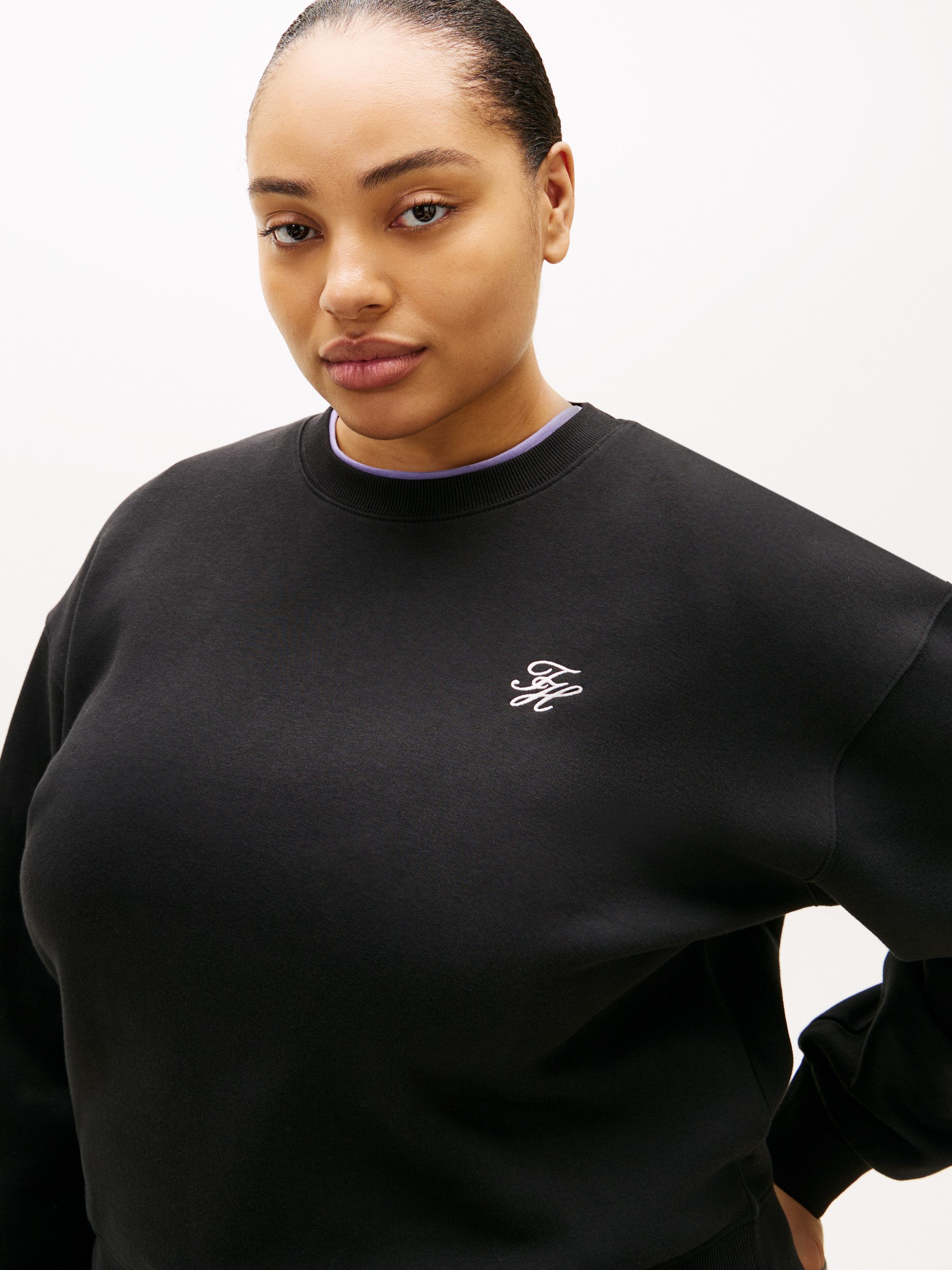 Tommy Hilfiger Curve Sweatshirt CRV TH SCRIPT REG FLEECE SWTSRT in großen G günstig online kaufen