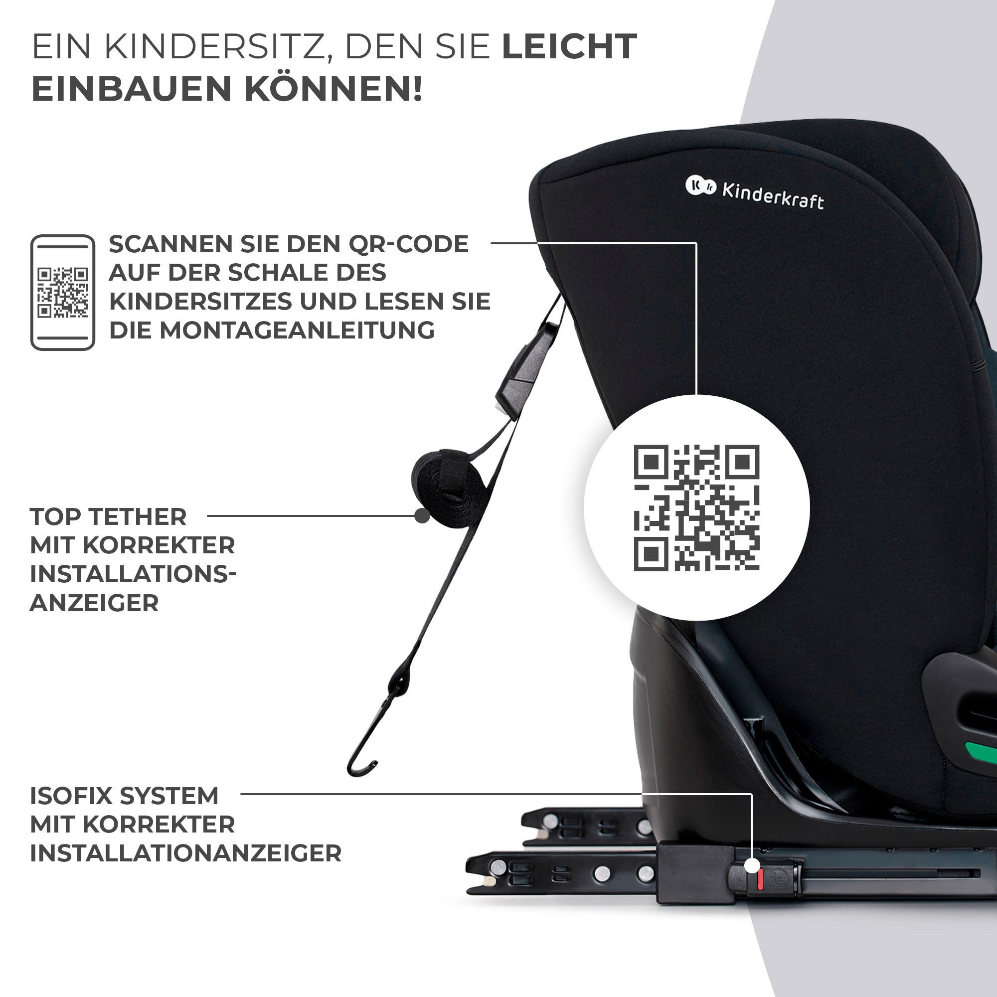 Kinderkraft Autokindersitz, ab: 15 Monaten, bis: 12 Jahren, ab: 76 cm, bis: 150 cm