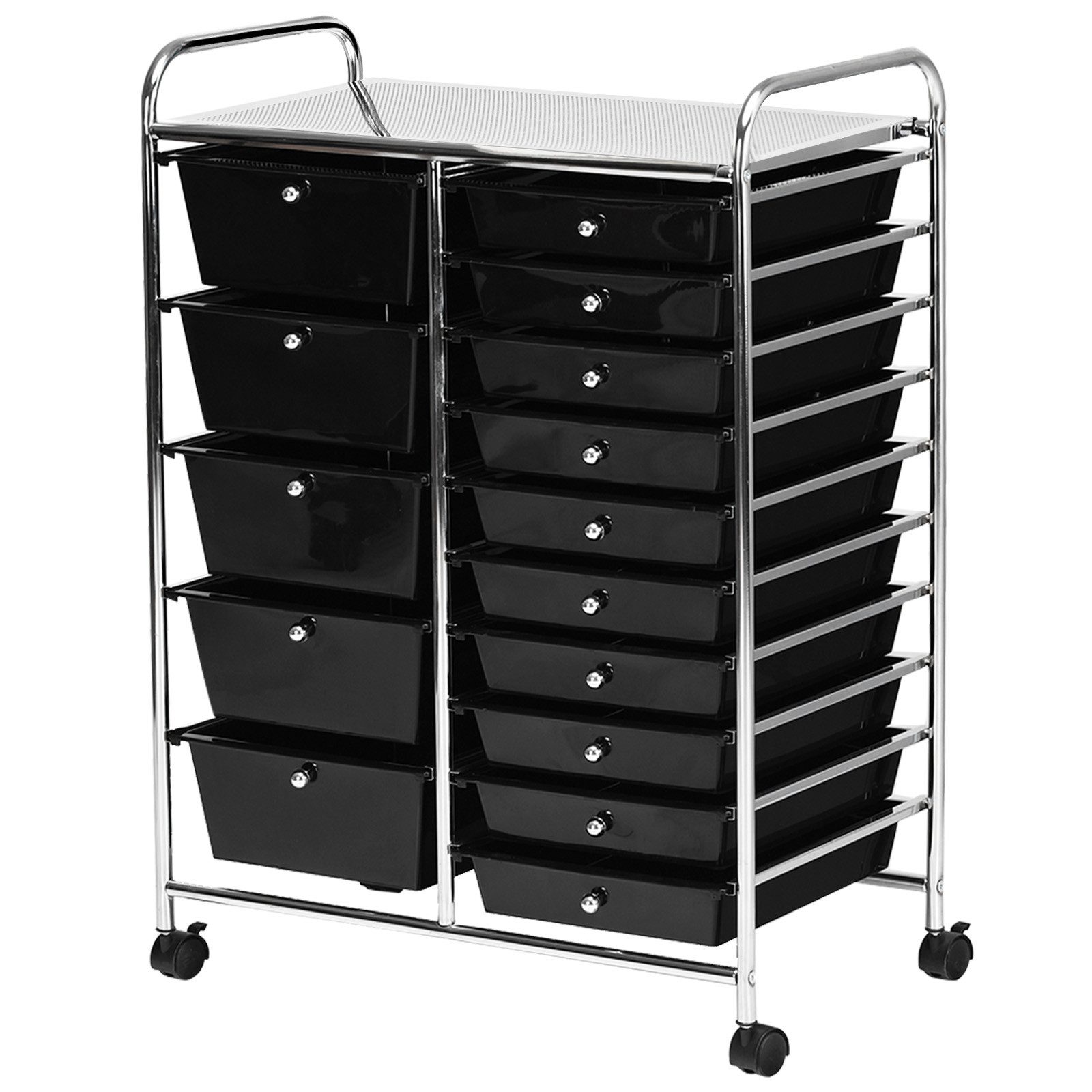 COSTWAY Rollwagen, Metallgestell inkl. 15 stapelbaren Schubladen 62,5x37x87cm