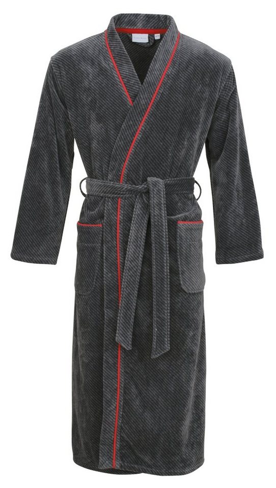 Carl Ross Herrenbademantel 441100, Langform, Velours, Kimono-Kragen, Gürtel