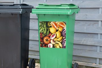 MuchoWow Wandsticker Obst - Gemüse - Farben (1 St), Mülleimer-aufkleber, Mülltonne, Sticker, Container, Abfalbehälter