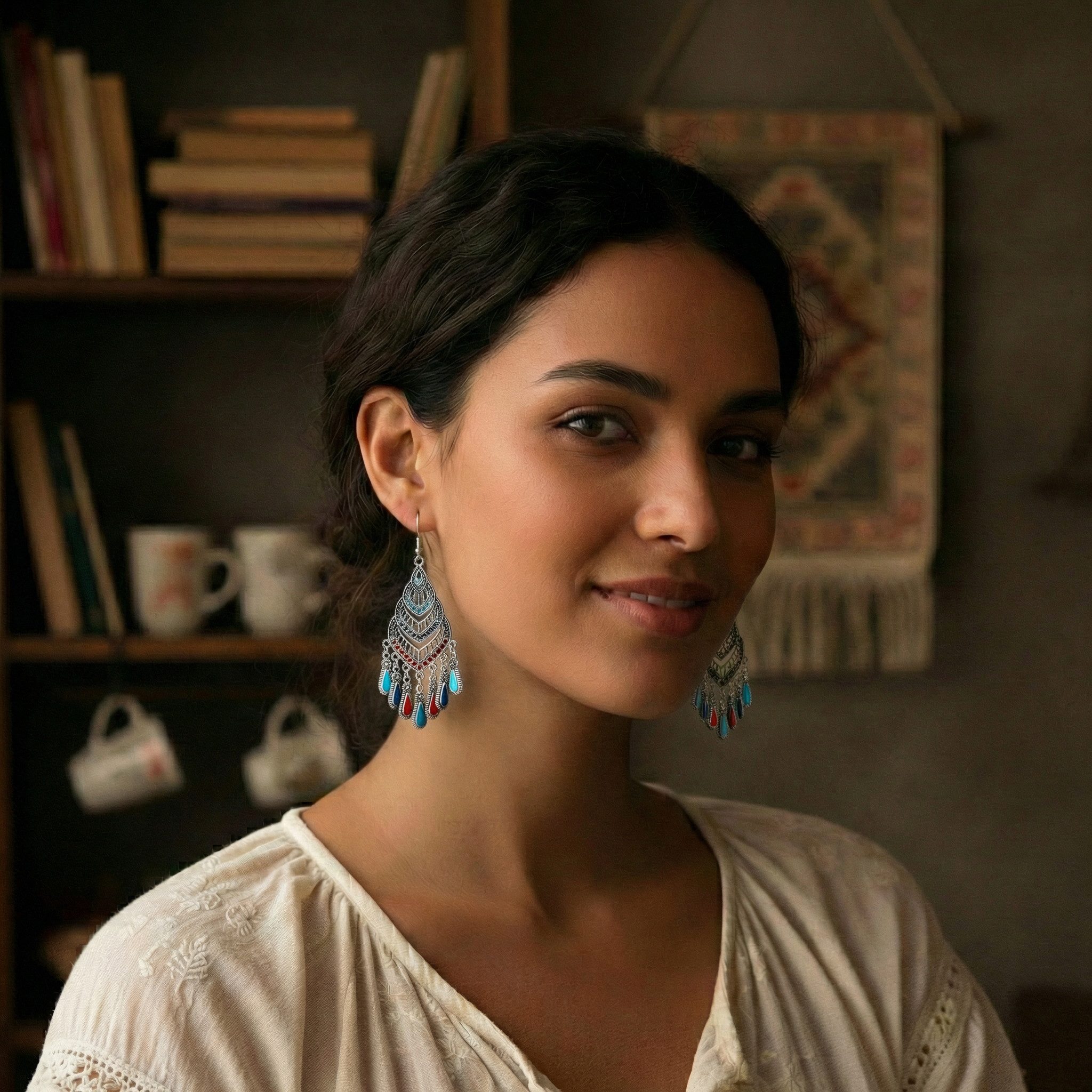 The Beauty House Ohrring-Set Bohemian Boho Ohrringe Damen – Vintage Ethno Schmuck Edelstein