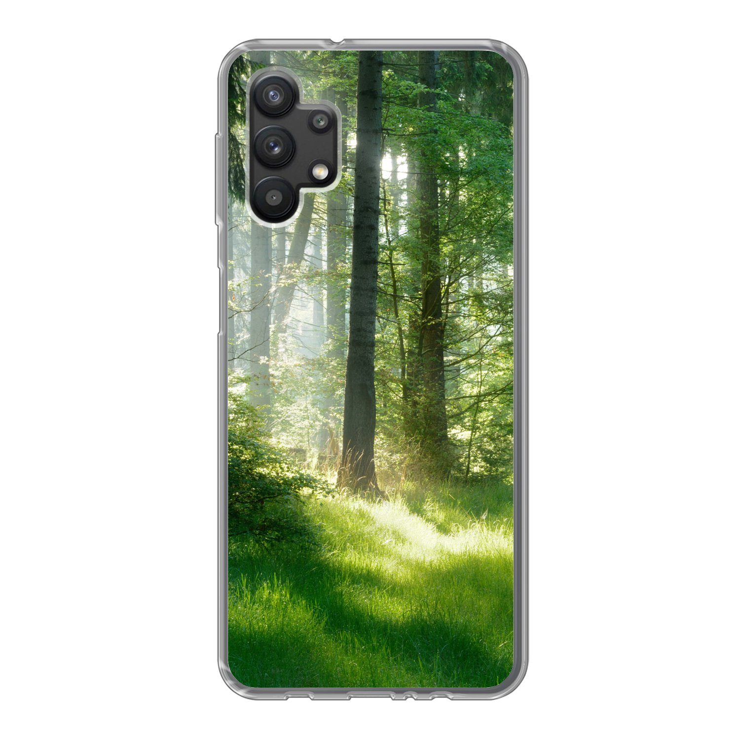 MuchoWow Handyhülle für Samsung Galaxy A32 5G Natur - Bäume - Wald - Grün - Sonne - Gras -, Smartphone-Bumper, Print, Handy Schutzhülle Dünn