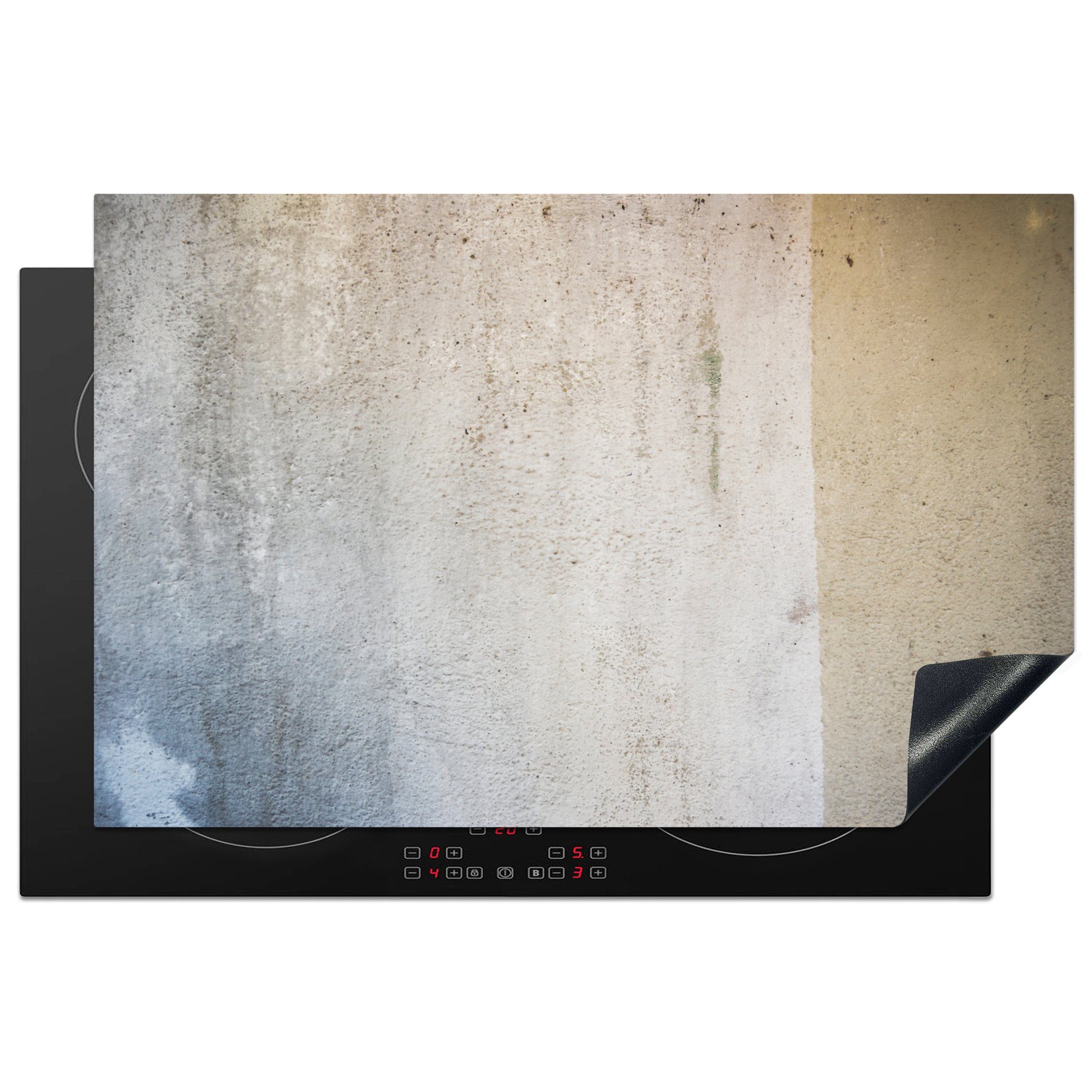 MuchoWow Herdblende-/Abdeckplatte Beton - Wand - Grau, Vinyl, (1 tlg), 81x52 cm, Induktionskochfeld Schutz für die küche, Ceranfeldabdeckung