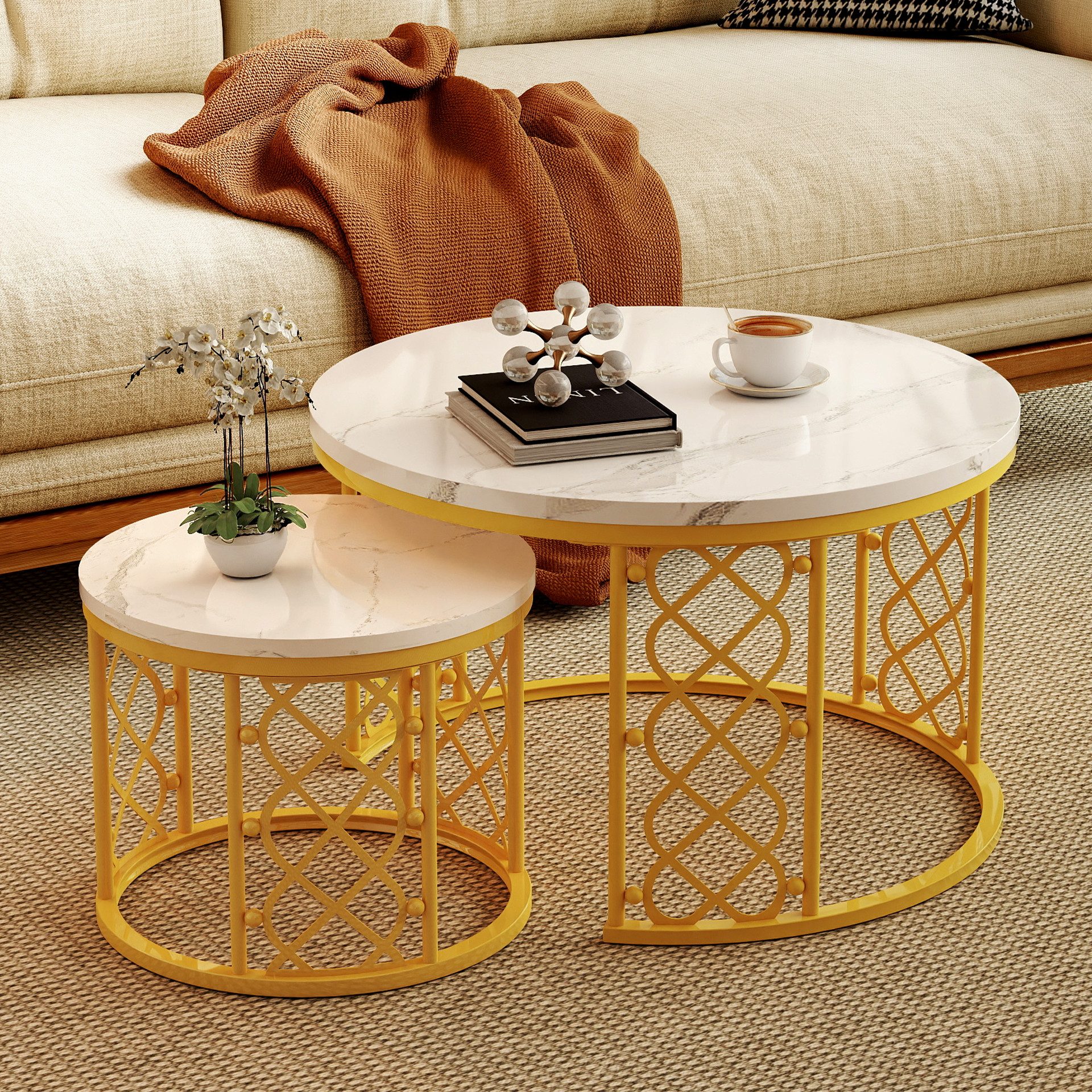 STILVORA Couchtisch Satztisch Wohnzimmertisch in Marmormuster,Herzförmiger günstig online kaufen