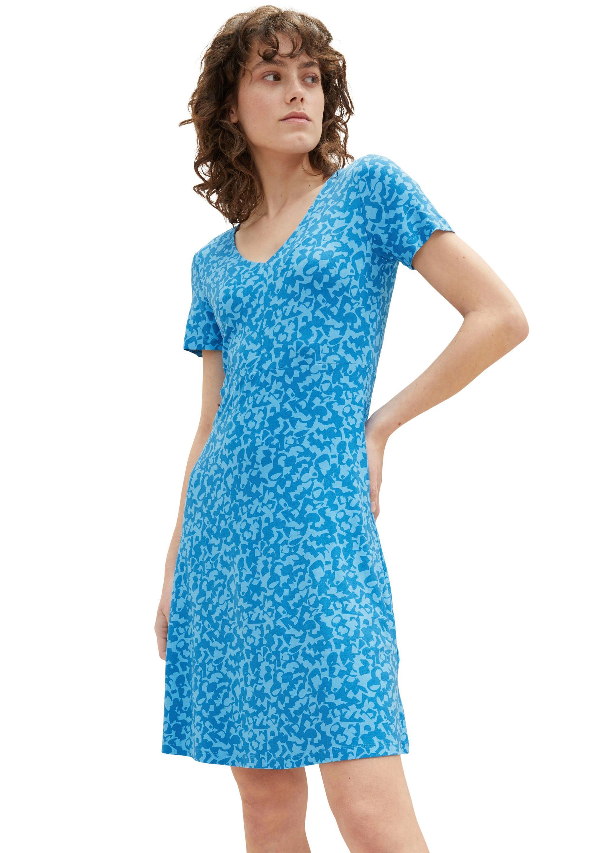 blue Allover-Druck mit geo Jerseykleid TOM TAILOR modischem