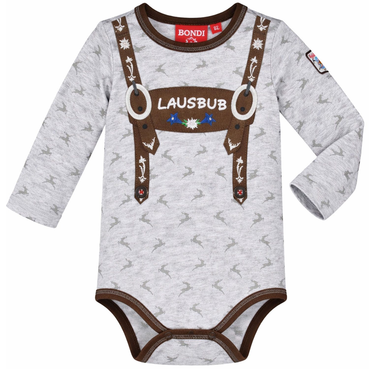 BONDI Langarmshirt BONDI Baby Langarm Body 'Lausbub' 91582, Grey Mel