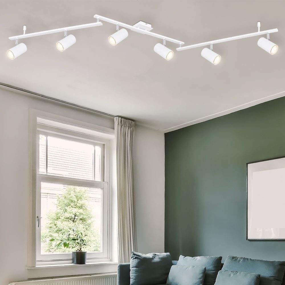 LED Decken Spot Leiste 6x Strahler Wohn Ess Zimmer Lampe Chrom Glas Leuchte 