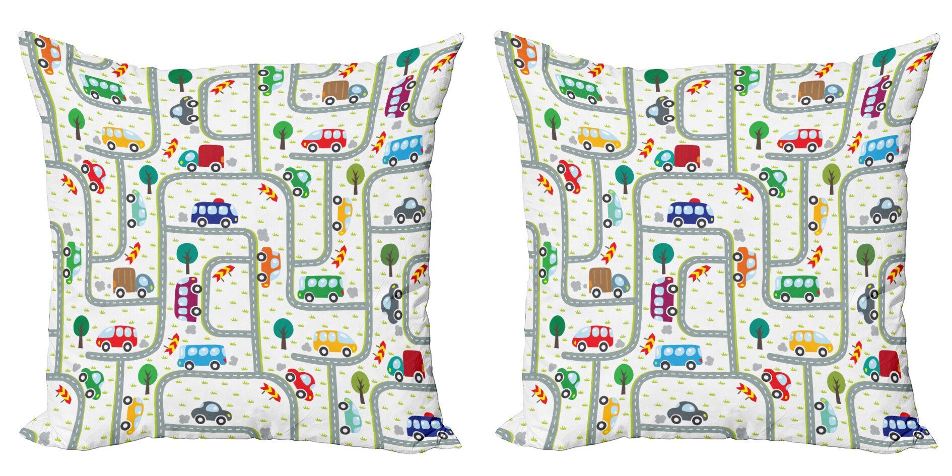 Abakuhaus Подушкиbezüge Modern Accent Doppelseitiger Digitaldruck, (2 Stück), Autos Kinder, die auf Verkehr
