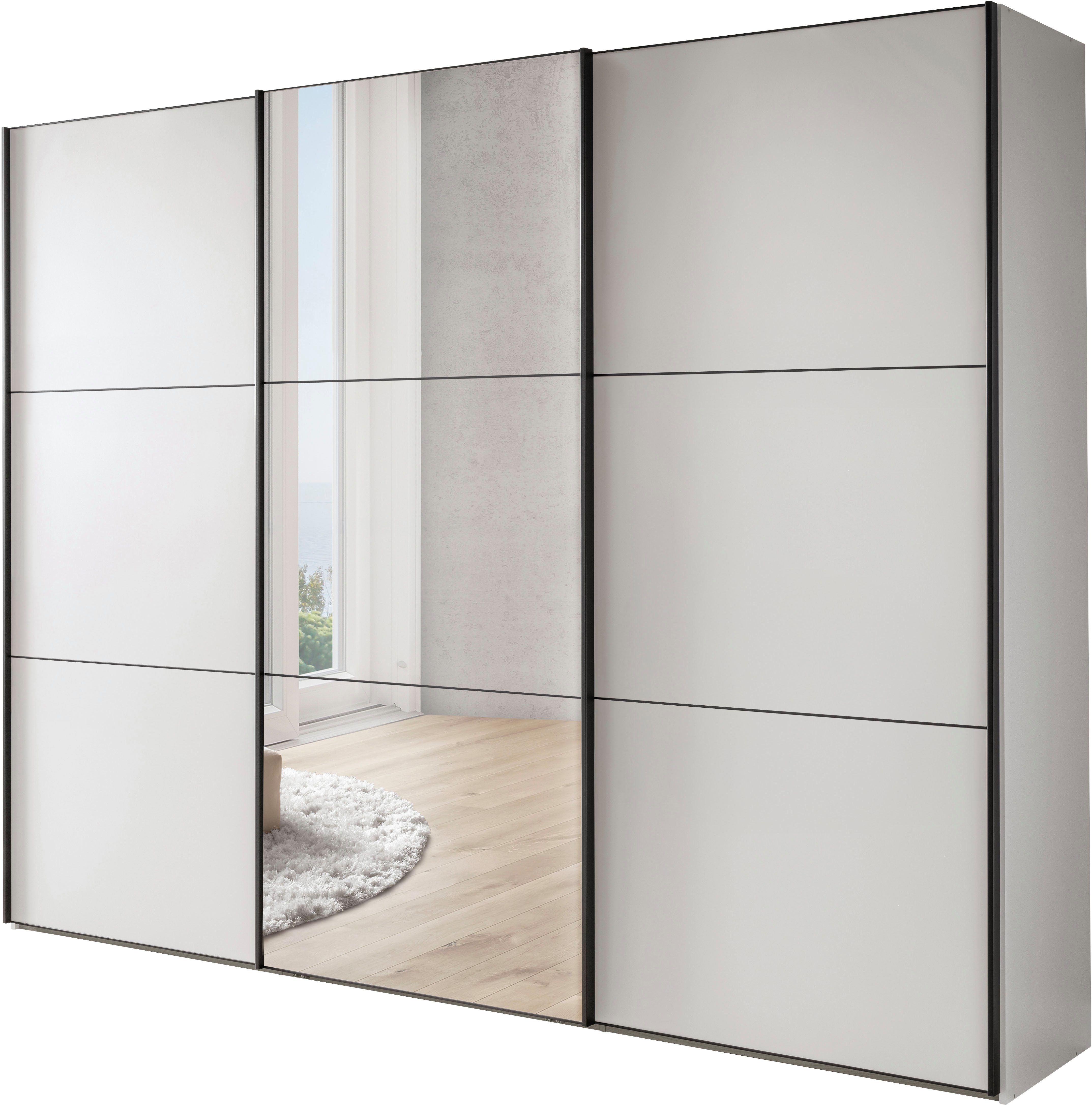 WIEMANN Schwebetürenschrank Phoenix, Made in Germany, modernes Design, Highlight, Blickfang (Viele Farbkombinationen, in 4 Breiten und in 2 Höhen erhältlich) maximaler Staurraum, inkl.Einlegeböden, Wäscheböden u. Dämpfer