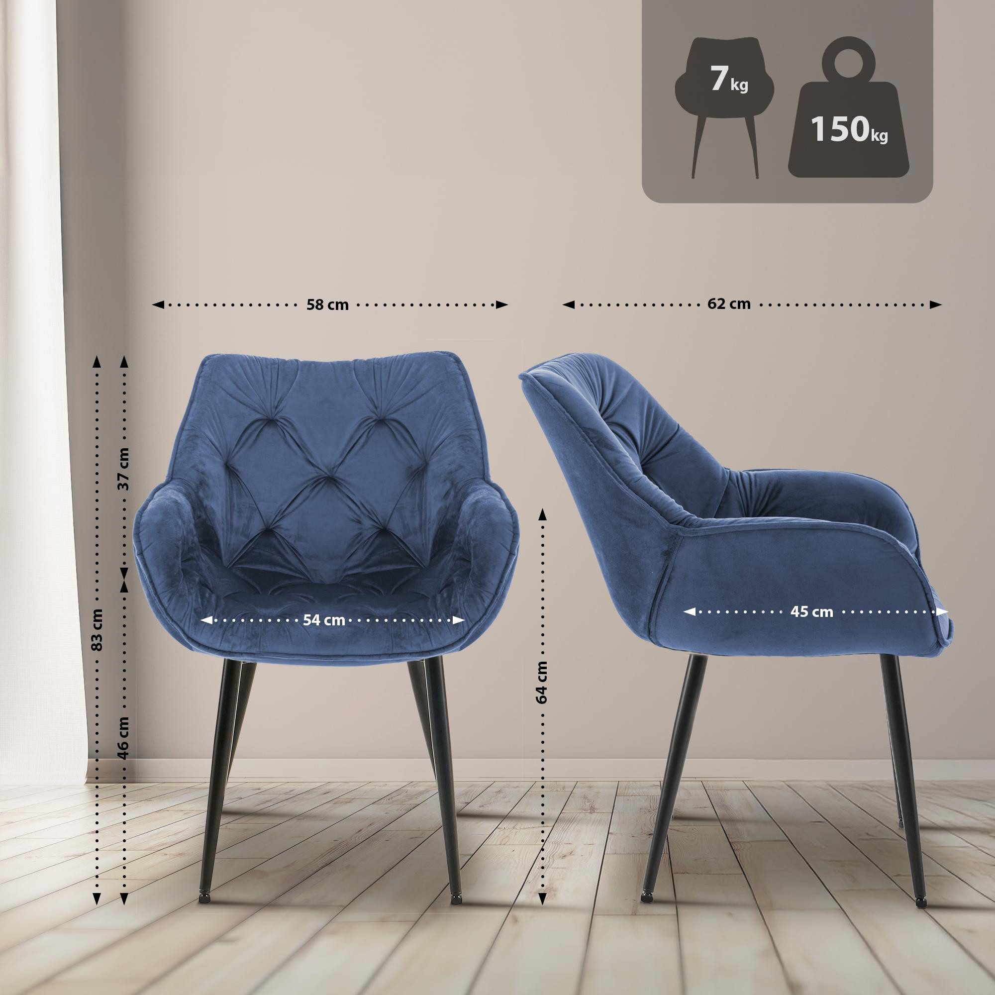 CLP Esszimmerstuhl Tanna Samt (4er Set), günstig online kaufen