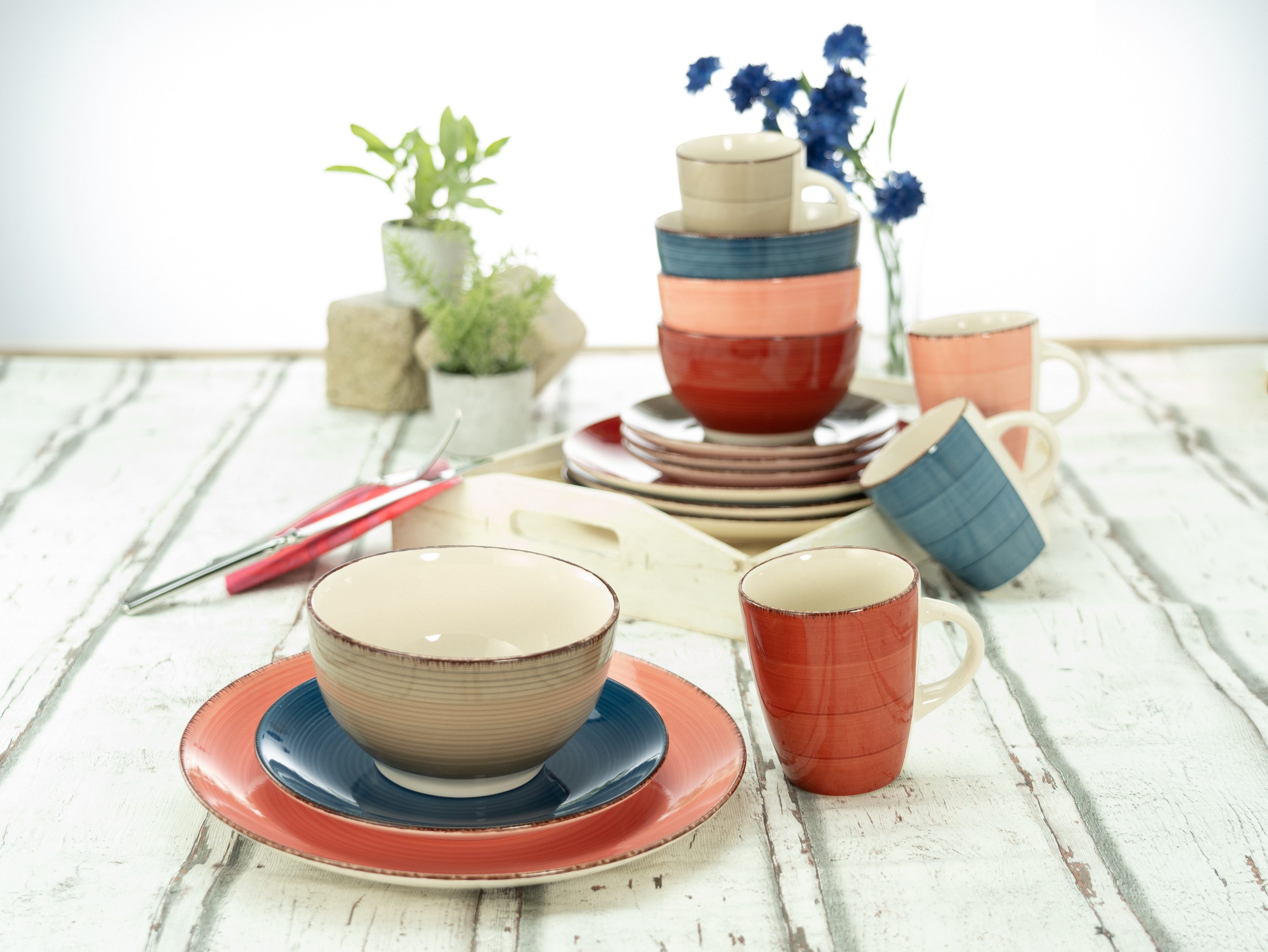 CreaTable Kombiservice Bella Casa Cottage (16-tlg), 4 Personen, Steingut