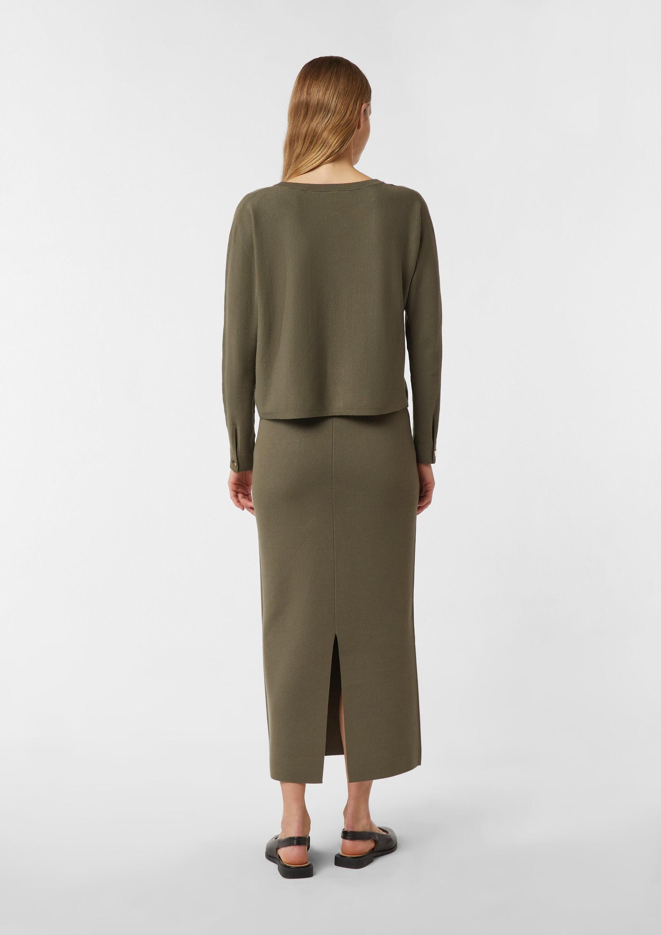 comma Longpullover Strickpullover Feinstrickpullover mit Schmuckknopf am Ärmel