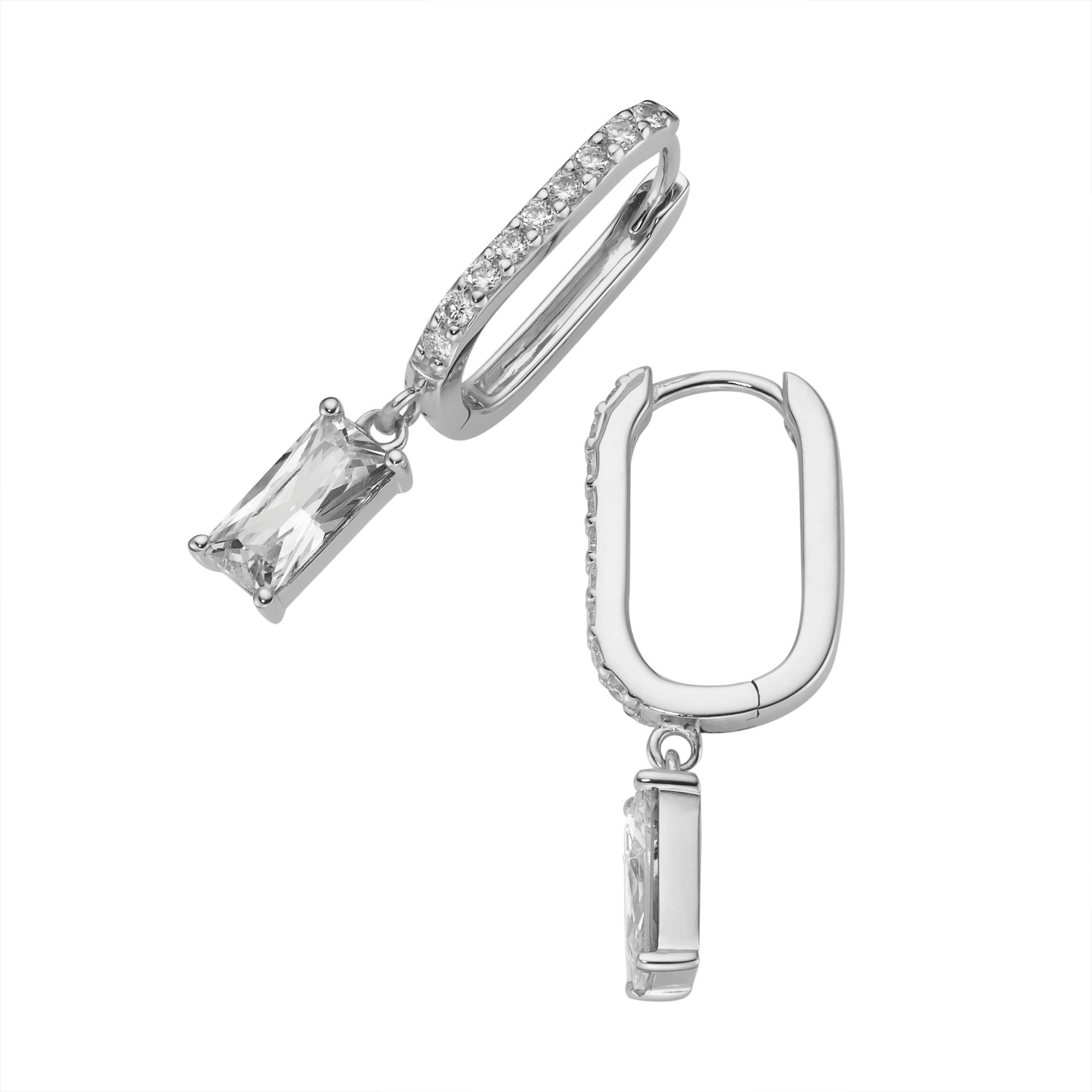 Firetti Paar Creolen Schmuck Geschenk Silber 925 Ohrschmuck Ohrringe baquetteförmig, mit Zirkonia (synth)