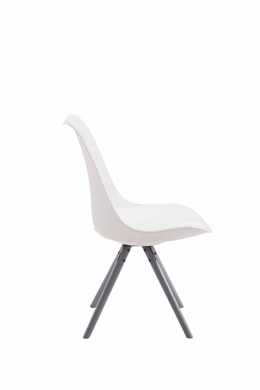 TPFLiving Besucherstuhl Toulon mit hochwertig weiß rund gepolsterter Wohnzimmerstuhl), Kunstleder - - (Küchenstuhl Konferenzstuhl Buchenholz - grau Sitzfläche Esszimmerstuhl - Gestell: Sitzfläche