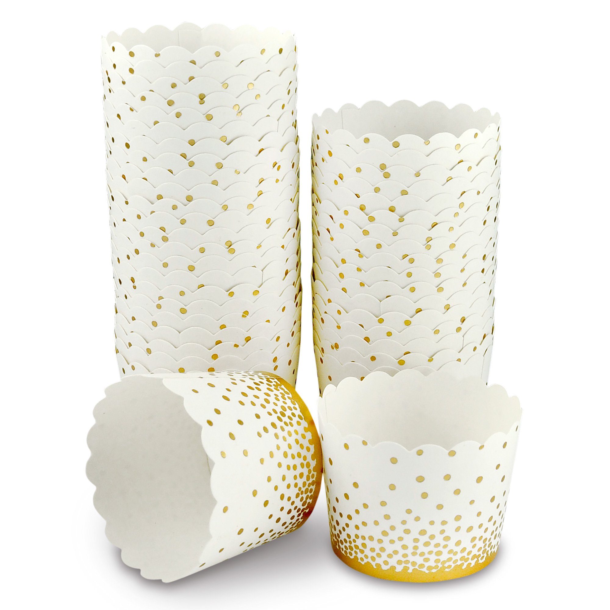 Frau WUNDERVoll Muffinform Muffin Backformen 25 Stück, klein Durchmesser 5 cm, gold Punkte, Höhe, (25-tlg)