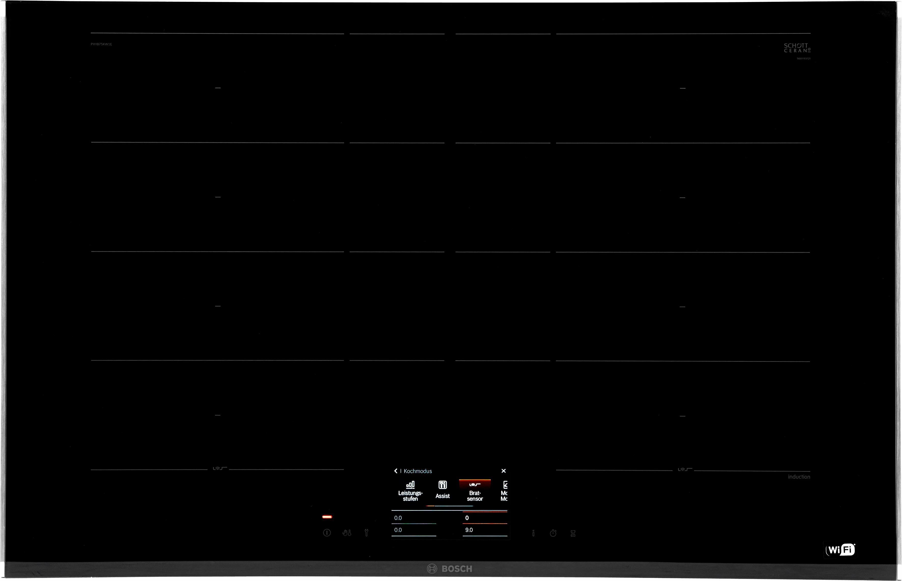 BOSCH Flex-Induktions-Kochfeld von SCHOTT CERAN® PXY875KW1E, PerfectFry-Sensor für automatische Temparaturüberwachung