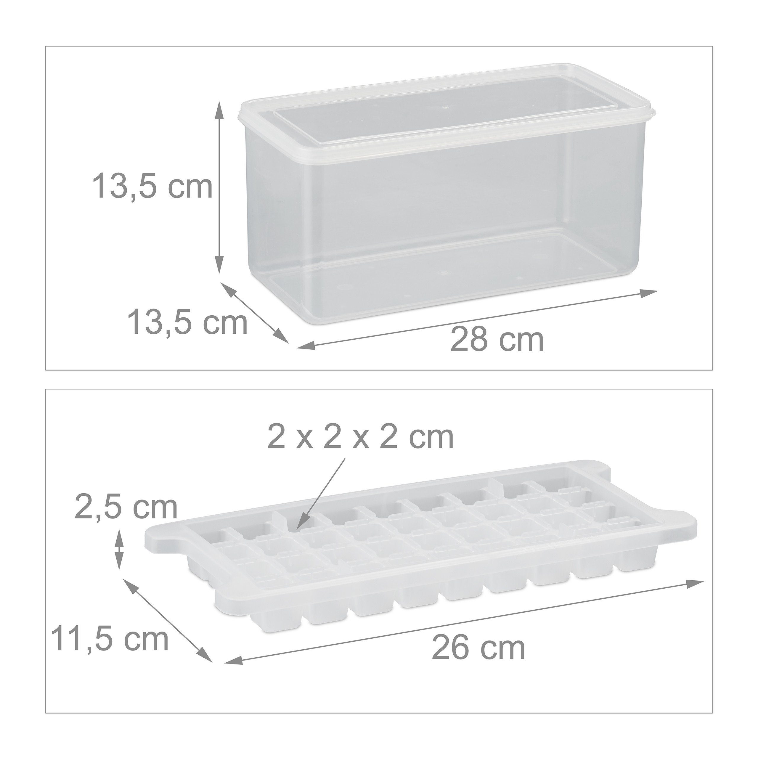 relaxdays Eiswürfelform Eiswürfelform Set Box Deckel und mit