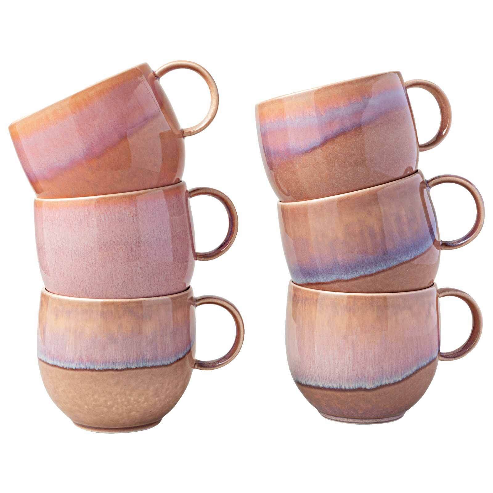 like. by Villeroy & Boch Becher Perlemor Coral Henkelbecher 290 ml 6er Set, Porzellan