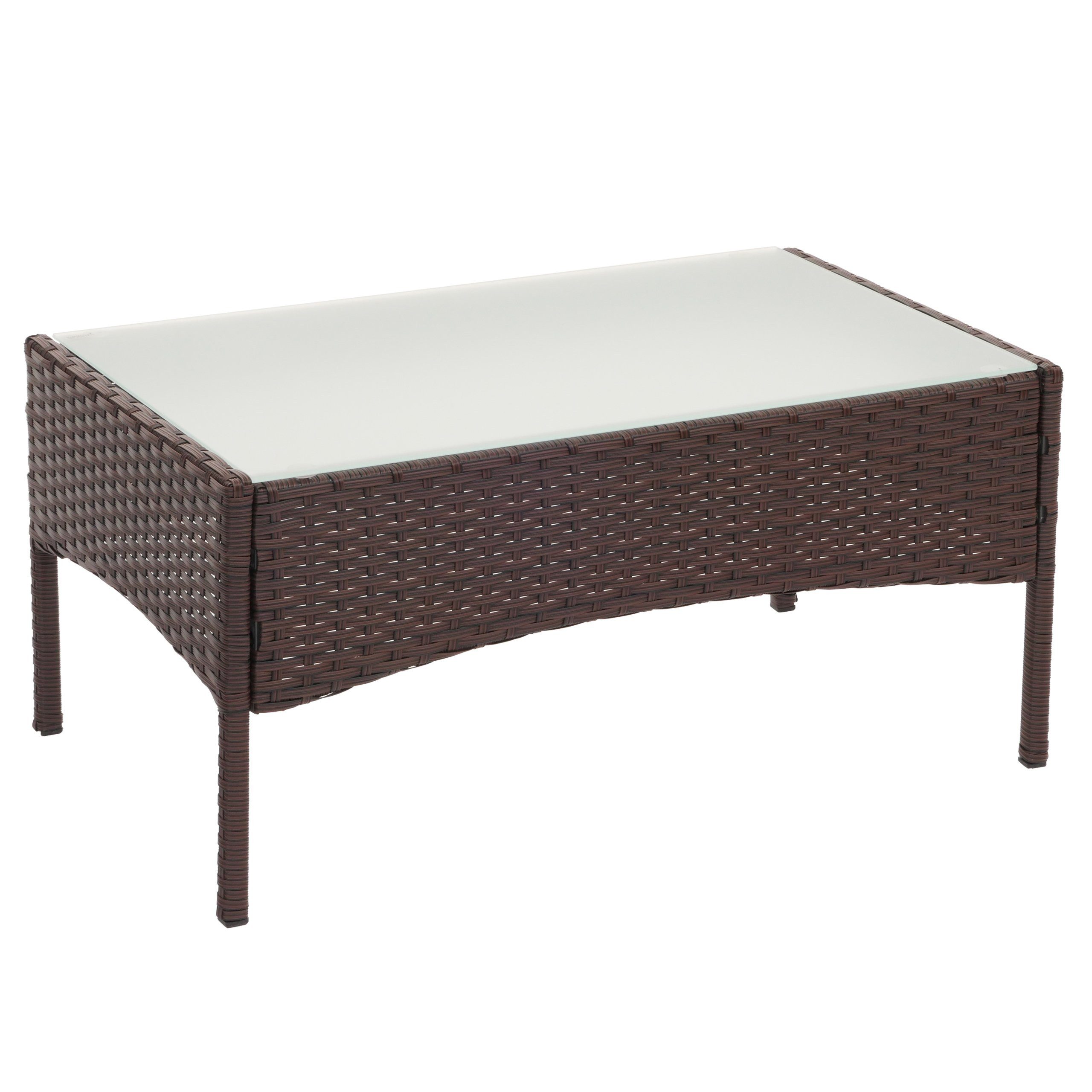 PROREGAL® Gartentisch Poly-Rattan Gartentisch ANDI mit Glasplatte 38x79x48cm Grau