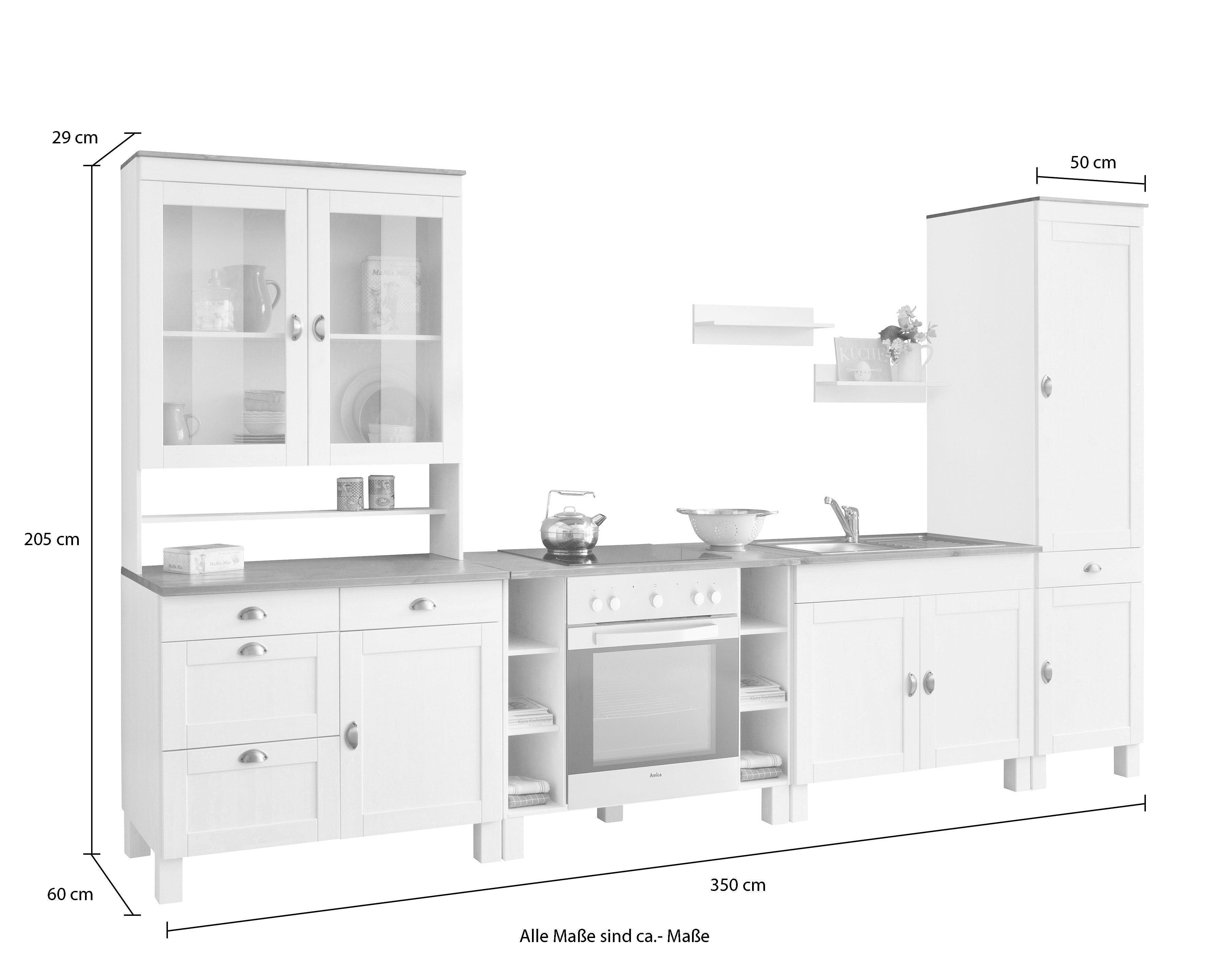 Meuble de cuisine Home affaire Oslo, 350 cm de large, disponible en 2 profondeurs, sans électroménager