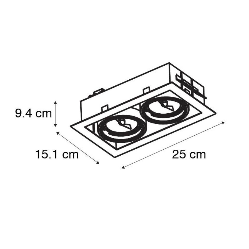 Qazqa LED Einbaustrahler Oneon 70, Dimmbar, LED wechselbar, Extra-Warmweiß, QAZQA Downlight, gu10, Schwarz, Stahl, Modern