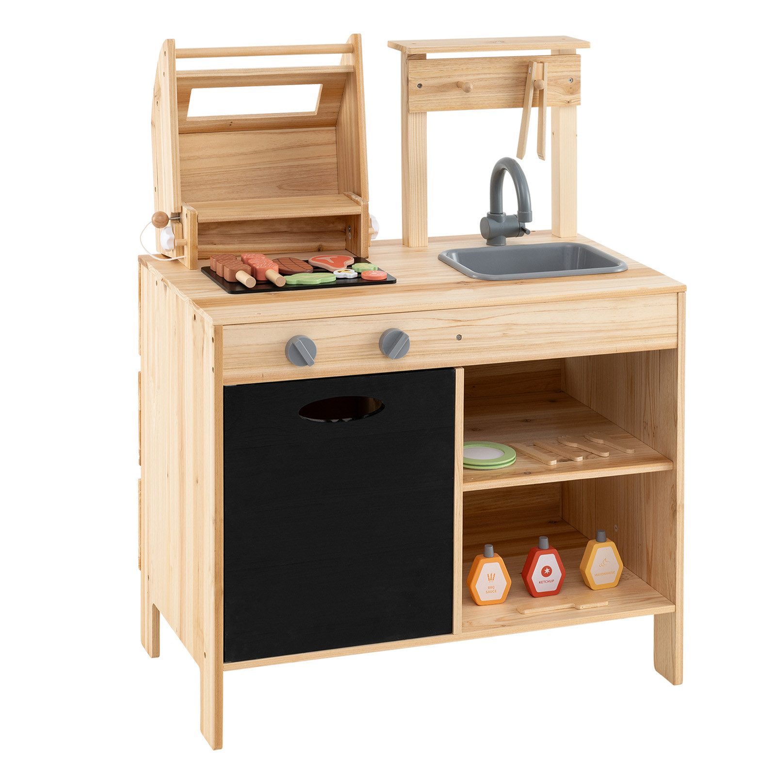 KOMFOTTEU Kinder-Grill, Matschküche Kinder mit Tafel, für Kinder ab 3 Jahren
