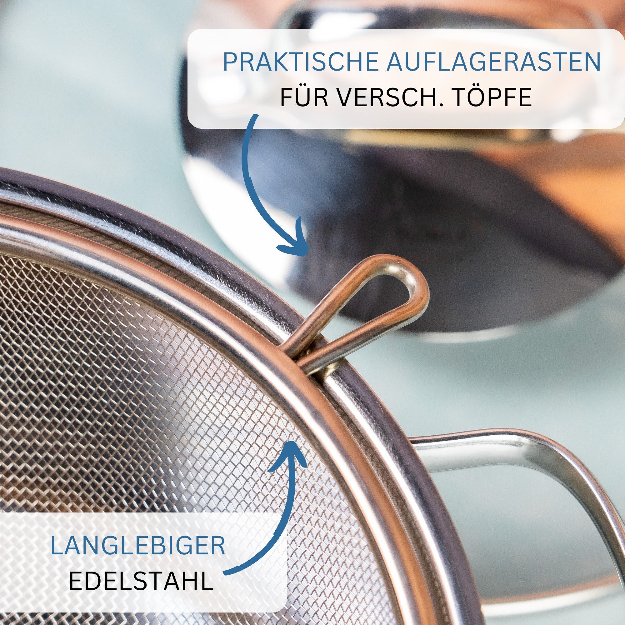 WESTMARK Küchensieb Traditionell, ø 20 cm, Rostfreier Edelstahl/Kunststoff, Silber/Schwarz, ABS