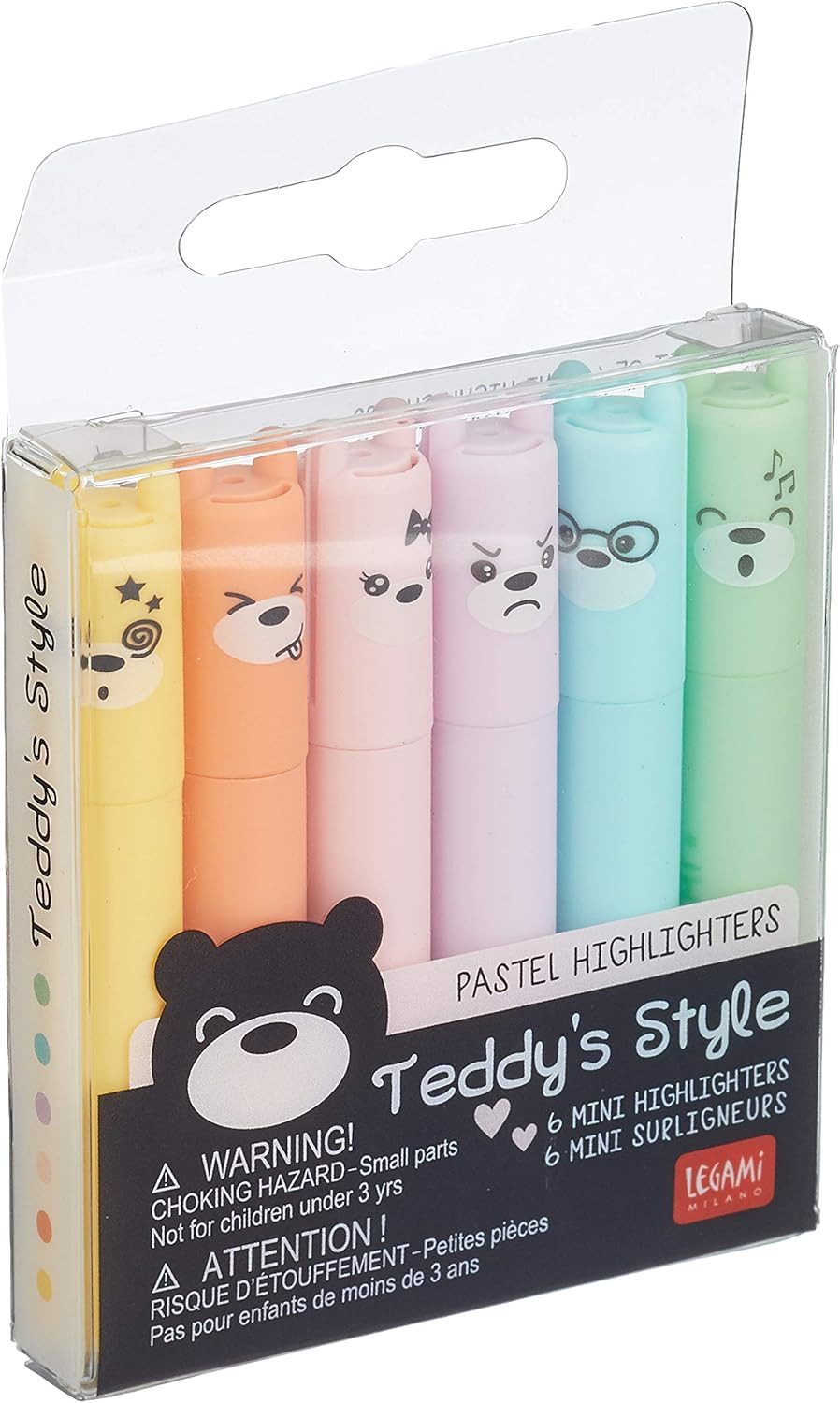 Legami Gelschreiber Legami Teddy’s Style Mini-Textmarker 6er-Set – Pastell
