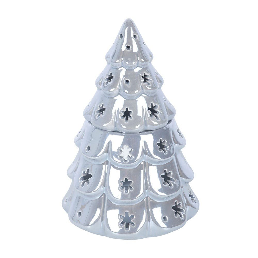 Something Different Duftlampe Weihnachtsbaum Keramik Duftlampe Teelichthalter Silber Perlmutt, Weihnachtsbaum Keramik Duftlampe Teelichthalter Silber Perlmutt