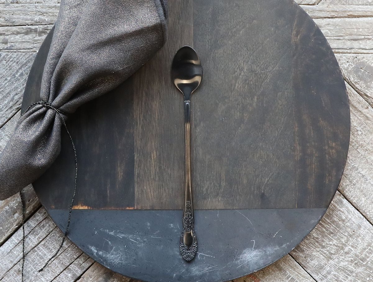 Chic Antique Latte-Macchiato-Löffel 6x Lattelöffel mit Dekor L19,5 cm antique kohle (6 Stück)