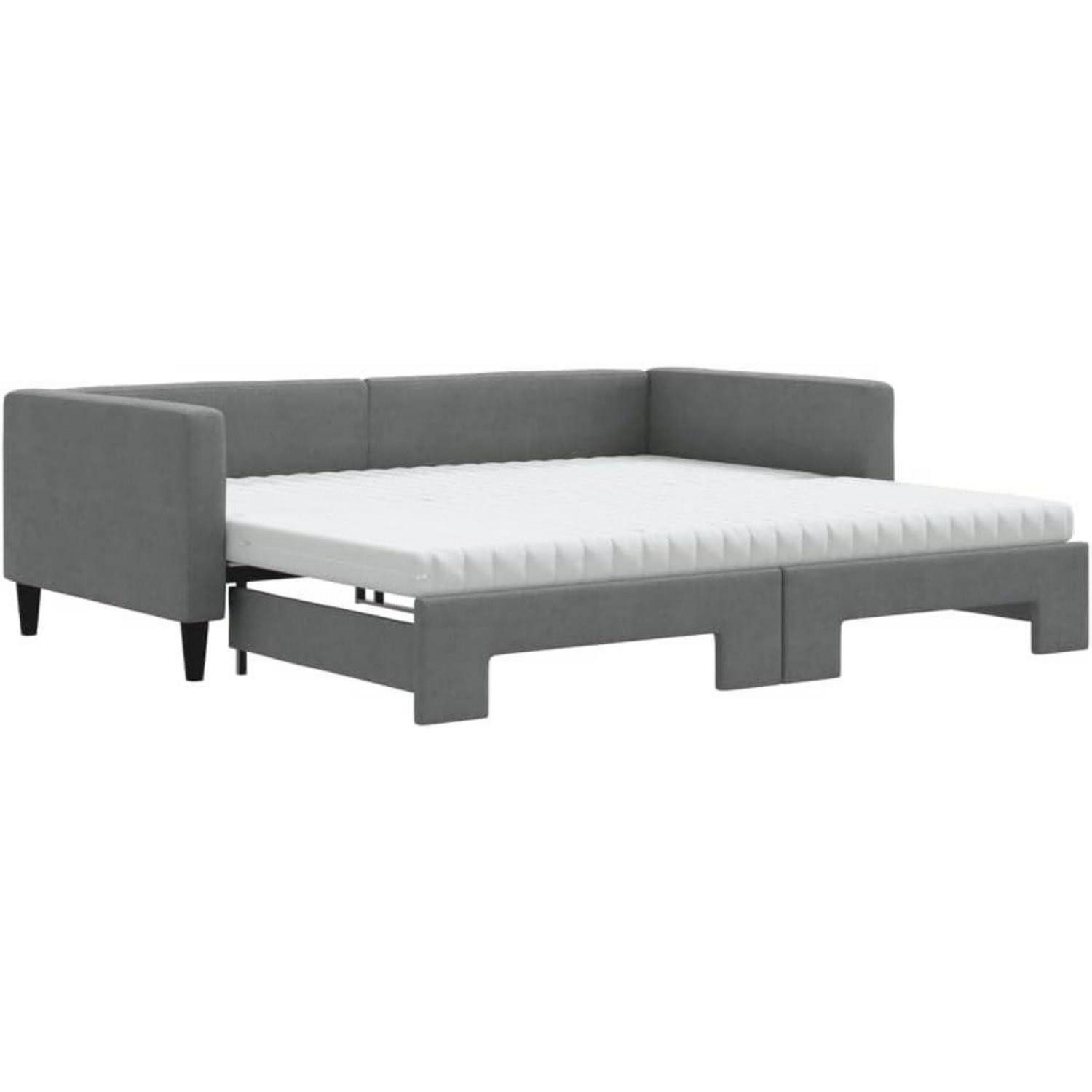 LuxusKollektion Schlafsofa Sofabett 2in1 100 x 200 mit Bettkasten & Matratze Dunkelgrau