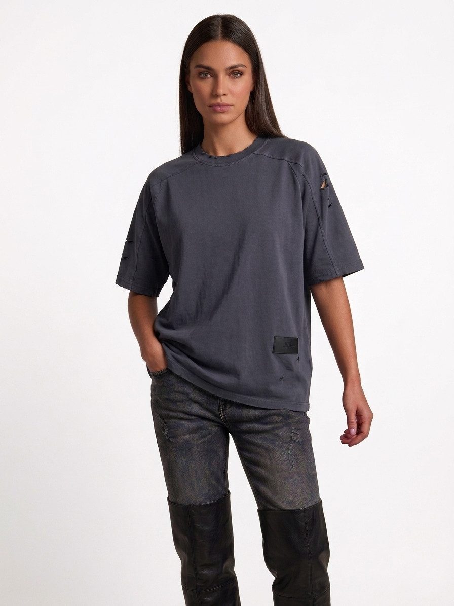 ENVYME T-Shirt Oversize T-Shirt „Don't Be Average" Print, Vintage Used-Look