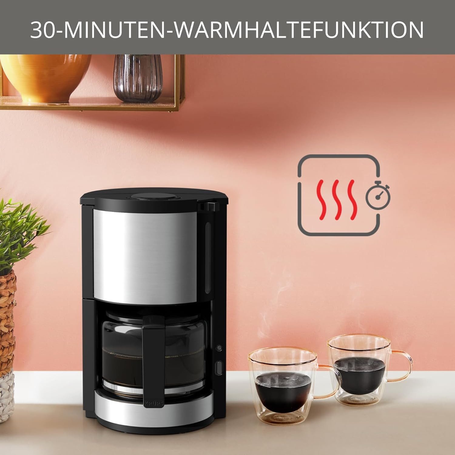 Krups Filterkaffeemaschine ProAroma Plus KM321, 1,25l Kaffeekanne, Papierfilter 1x4, 1,25l Kaffeekanne, Papierfilter 1x4, mit Aromaschalter, 1100 Watt