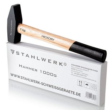 STAHLWERK Hammer Hammer Schlosserhammer 1000 g hochwertig gefertigt (Packung, 1-St), mit robustem Kopf aus geschmiedetem Stahl, ausbalanciertes Gewicht
